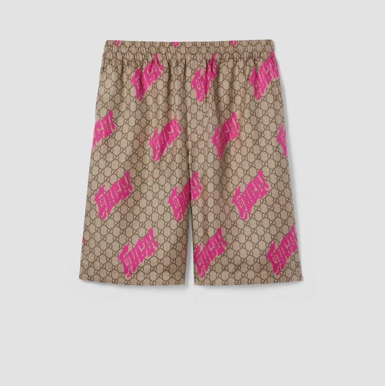 Gucci o1la5ras0426 Printed Silk Twill Shorts in Multicolor Size US 30 / EU 46 - 1 Thumbnail