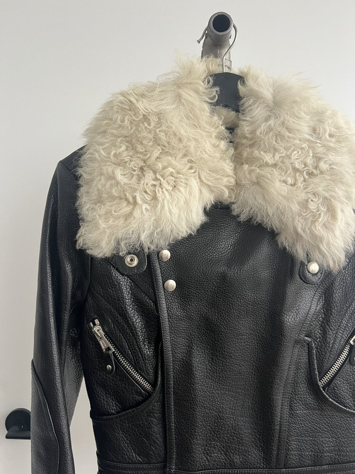 Balenciaga AW04 Shearling Biker Jacket Size XS / US 0-2 / IT 36-38 - 3 Thumbnail