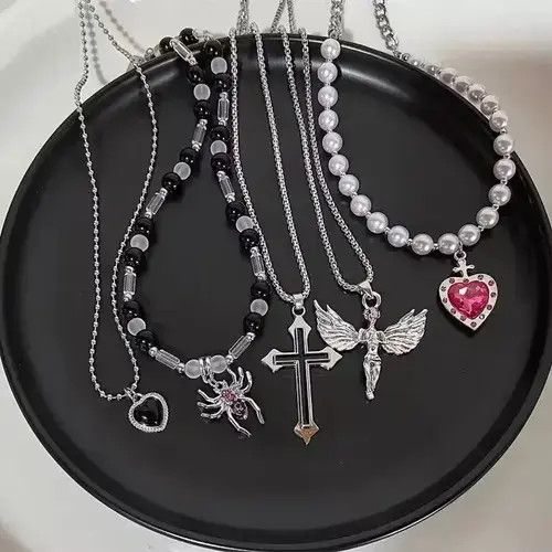Jewelry Vintage Pearl Love Butterfly Spider Pendant Set Size ONE SIZE - 4 Thumbnail
