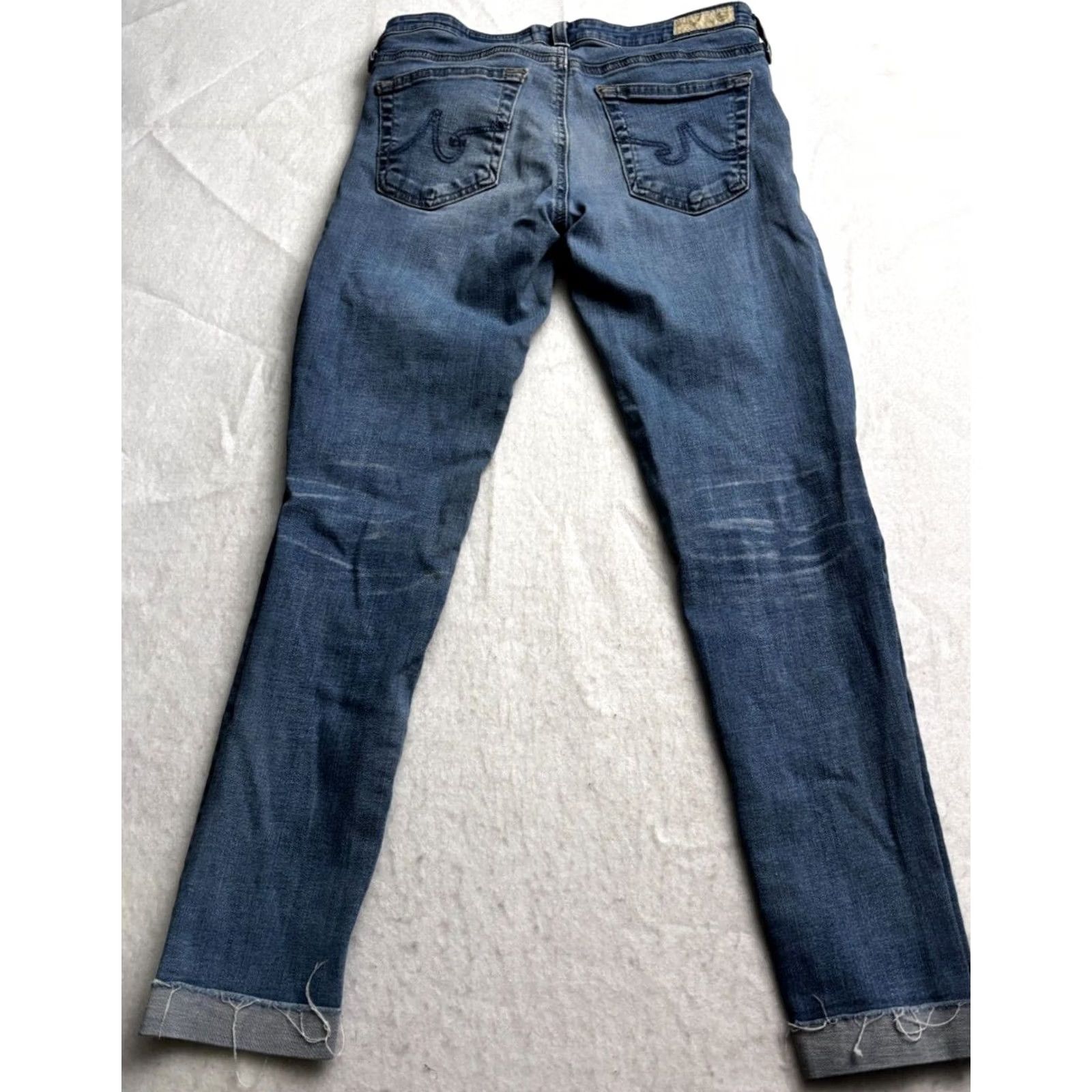 Vintage AG Adriano Goldschmied Jeans Women Blue Distressed Skinny Cigarette Size 27 Fit(28x26) Size 27" / US 4 / IT 40 - 6 Thumbnail