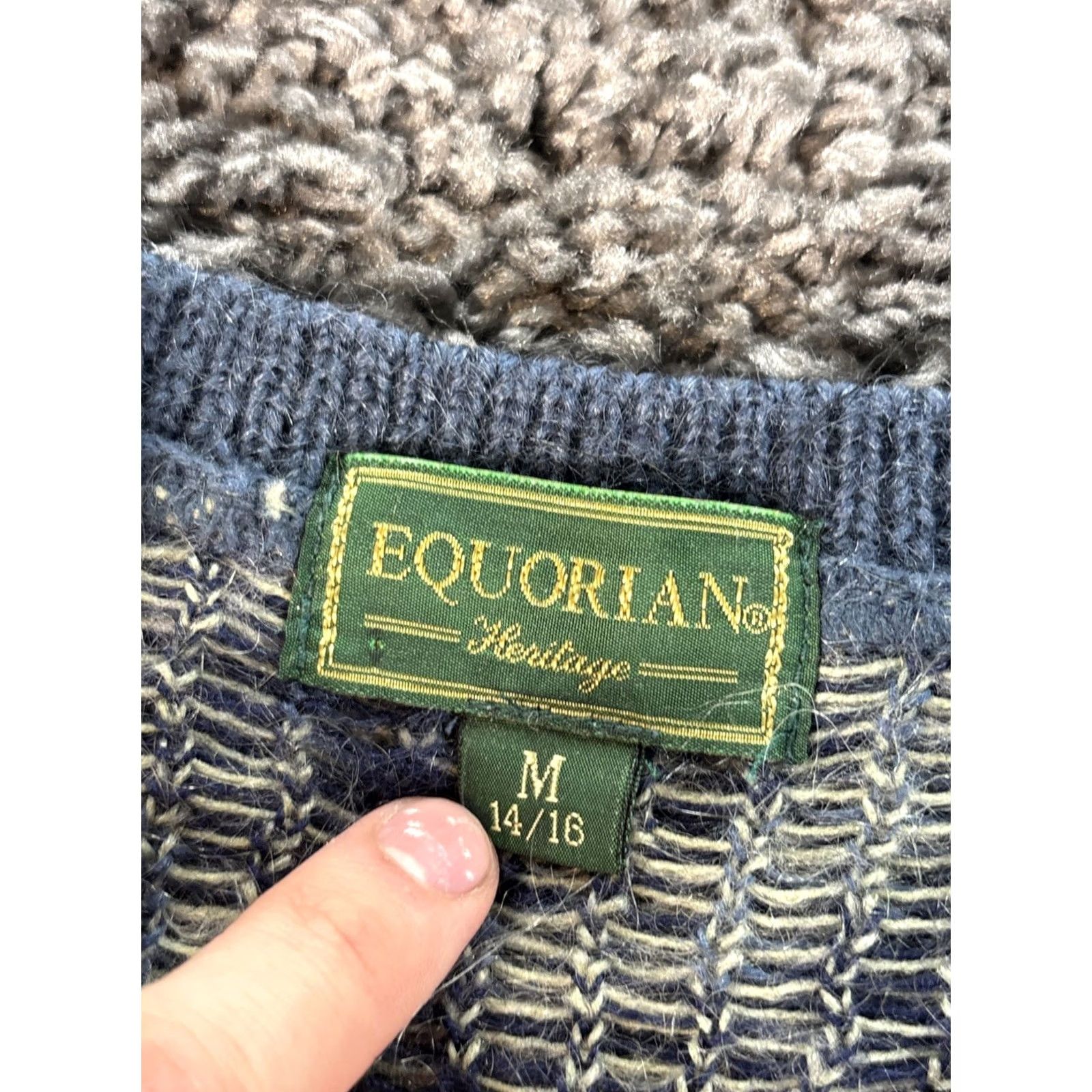 Vintage VINTAGE Equorian Cardigan Sweater Womens M Blue Multicoloured Floral Knit Size M / US 6-8 / IT 42-44 - 4 Thumbnail