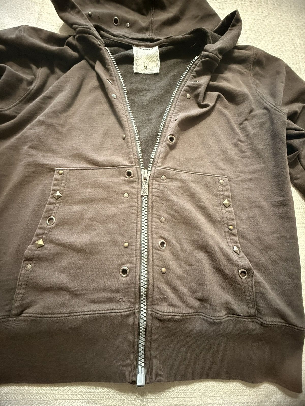 Other RG512 Vintage Y2K Cyber Punk Metal Studded Zip Hoodie Anthra Size M / US 6-8 / IT 42-44 - 1 Thumbnail