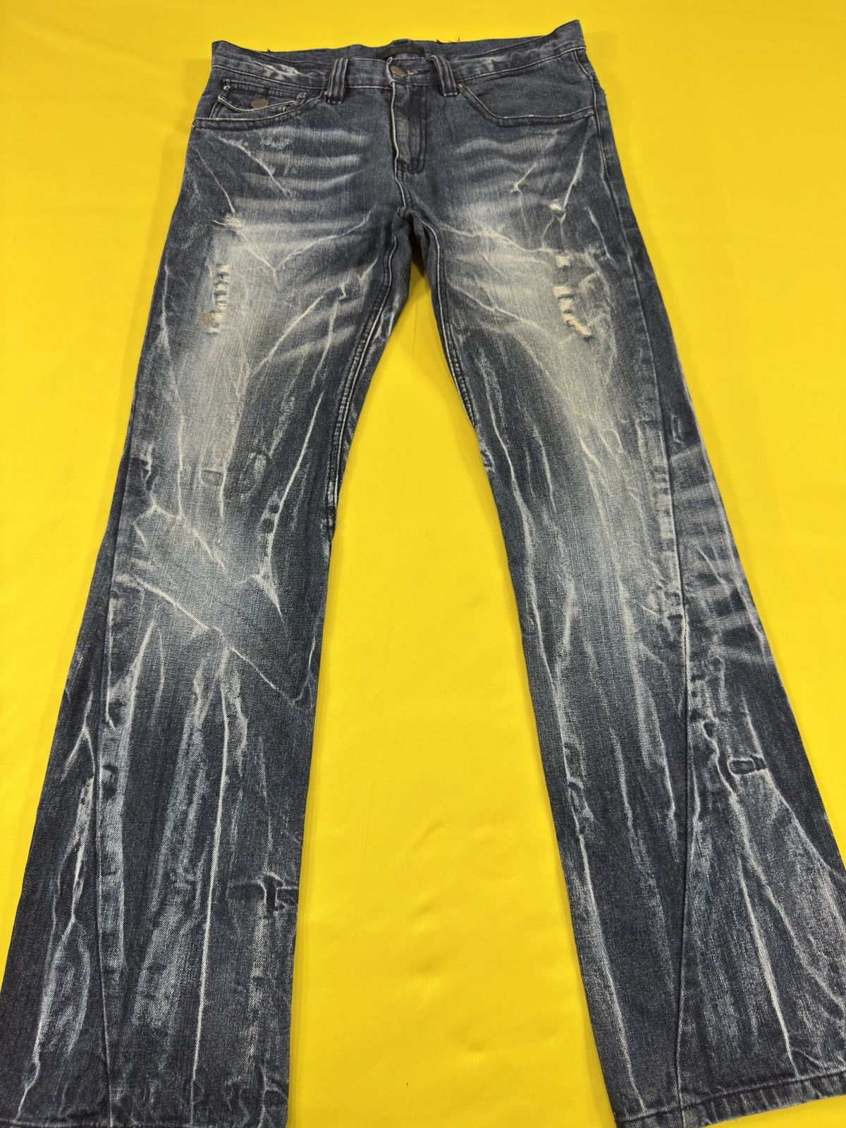 Japanese Brand Black Baccara tornado mart style spiral flare jeans Size US 34 / EU 50 - 9 Thumbnail