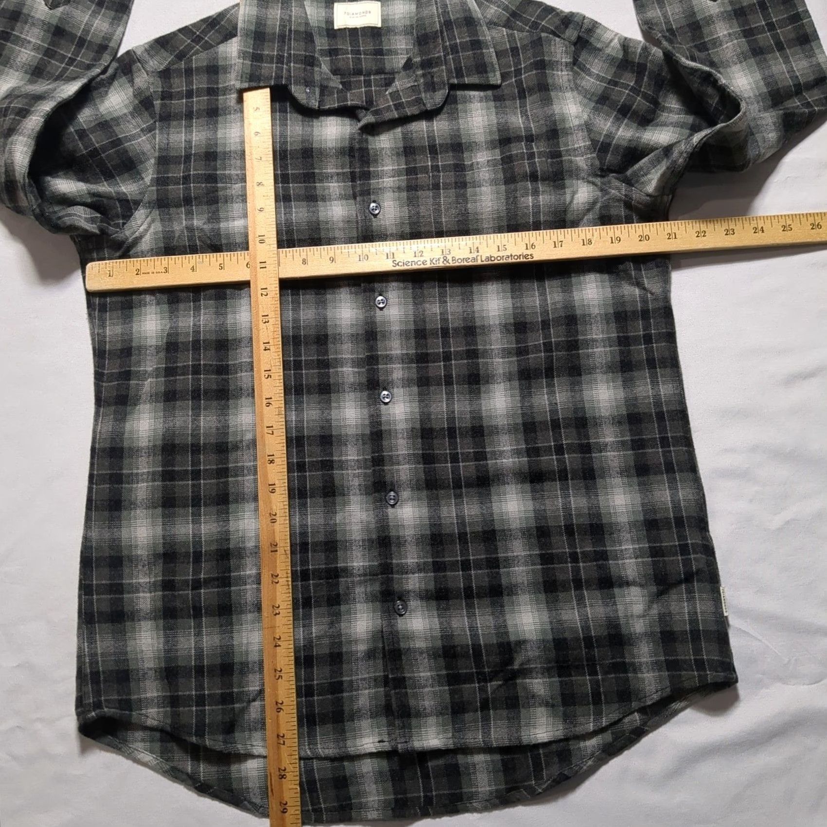 Vintage 7Diamonds Flannel Shirt Men M Grey Black Plaid Wool Blend EUC Button-Up Pocket Chest 7Diamonds Logo Size US M / EU 48-50 / 2 - 6 Thumbnail