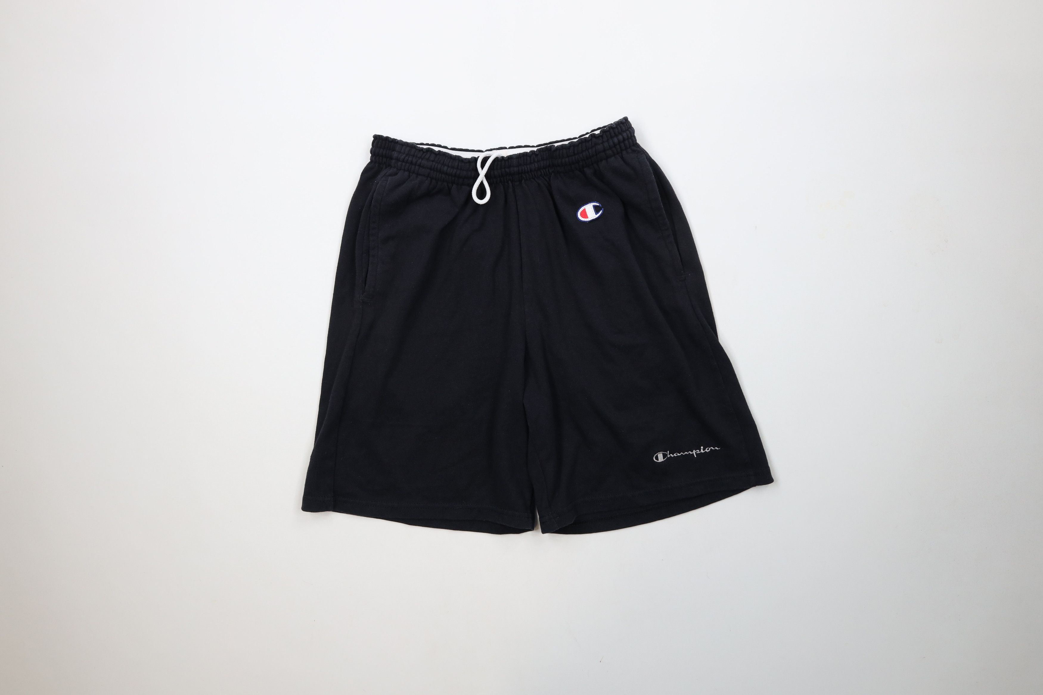 Champion × Vintage Vintage 90s Champion Spell Above Knee Shorts Black Cotton Size US 34 / EU 50 - 1 Thumbnail