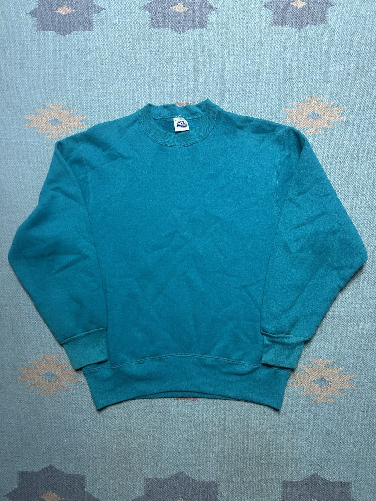 Vintage Vtg 80s crewneck sweatshirt BVD blank teal turquoise medium Size US M / EU 48-50 / 2 - 1 Thumbnail