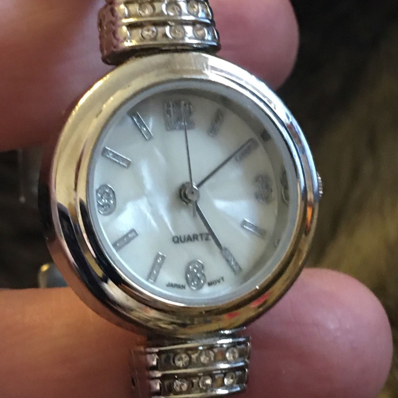 Jewelry Ladies shiny silver rhinestone accent cuff watch Size ONE SIZE - 7 Thumbnail