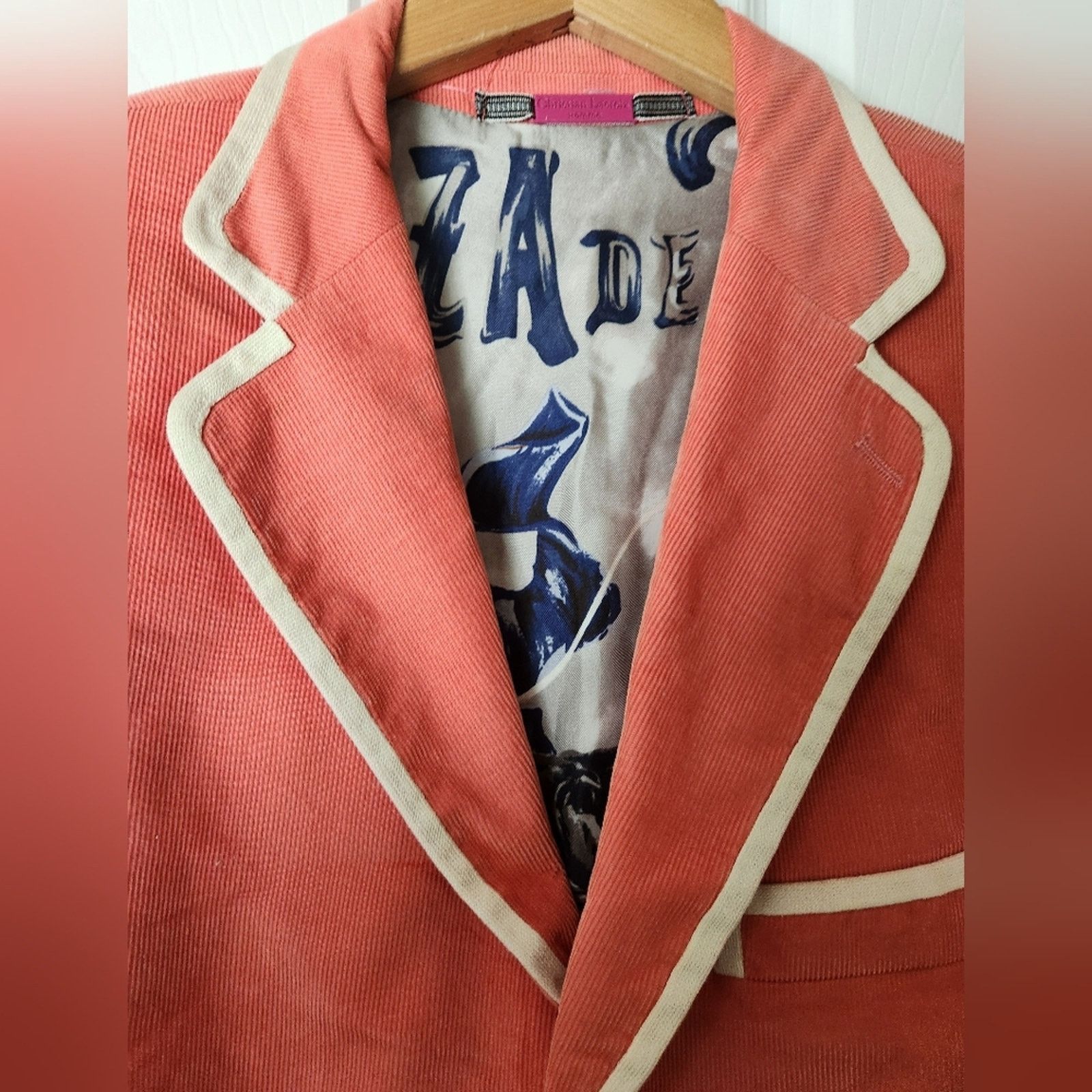 Christian Lacroix Christian Lacroix Coral Jacket with Cream Accents F52 Size US L / EU 52-54 / 3 - 4 Thumbnail