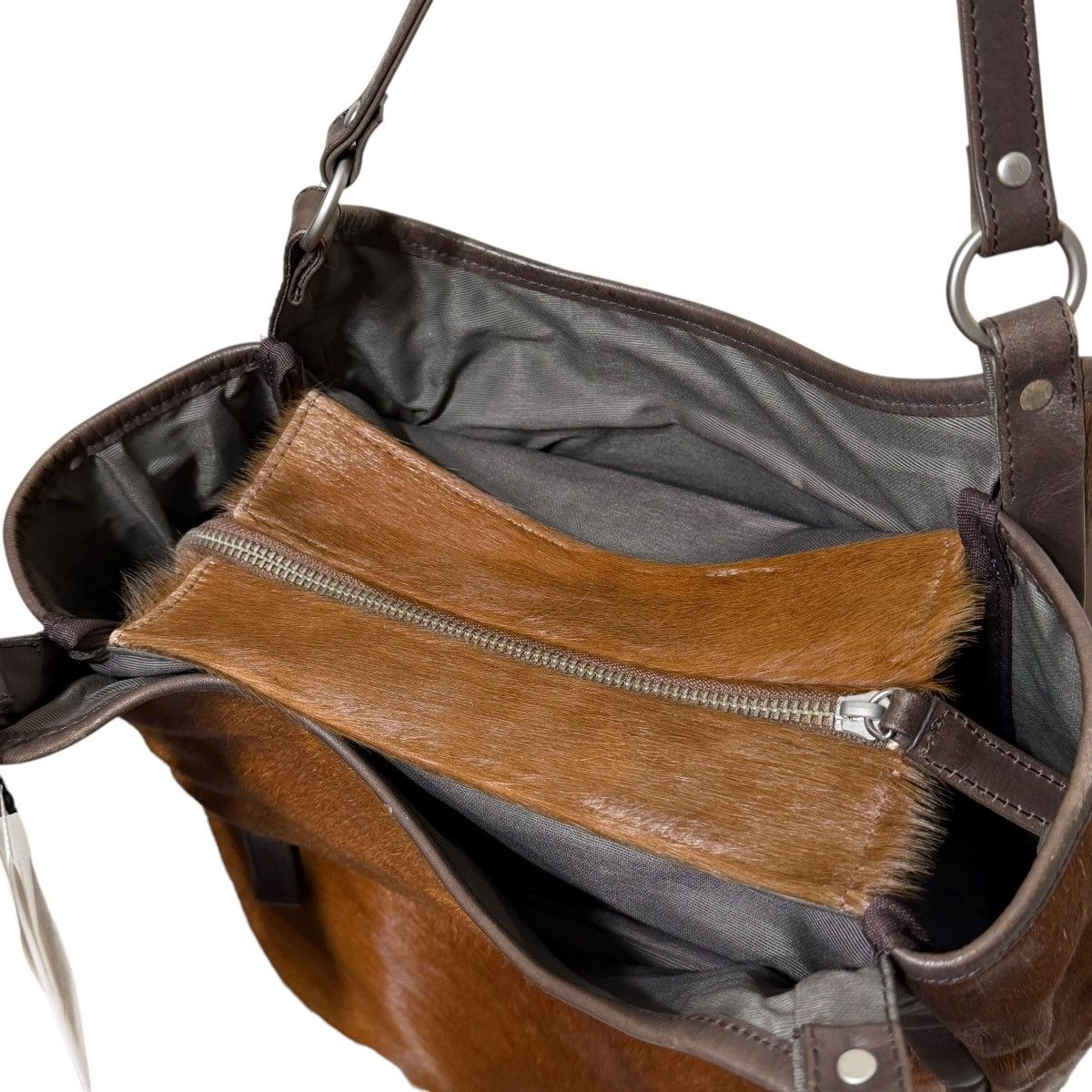 Yohji Yamamoto 761 Yohji Yamamoto Y'SACCS bag brown calf hair leather Size ONE SIZE - 5 Thumbnail