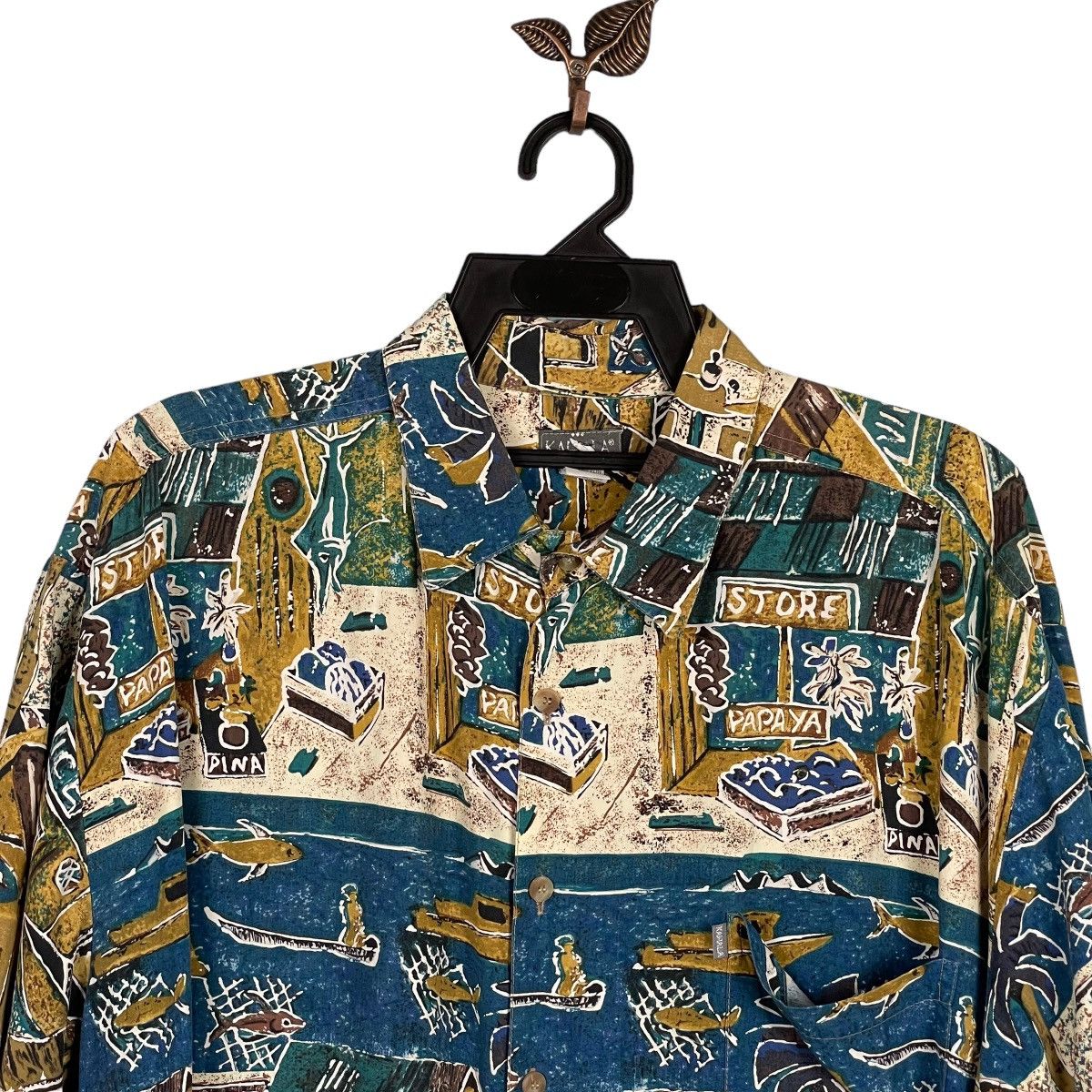 Vintage Vintage Kahala Village Vibe AOP Rayon Shirt Size US XL / EU 56 / 4 - 3 Thumbnail