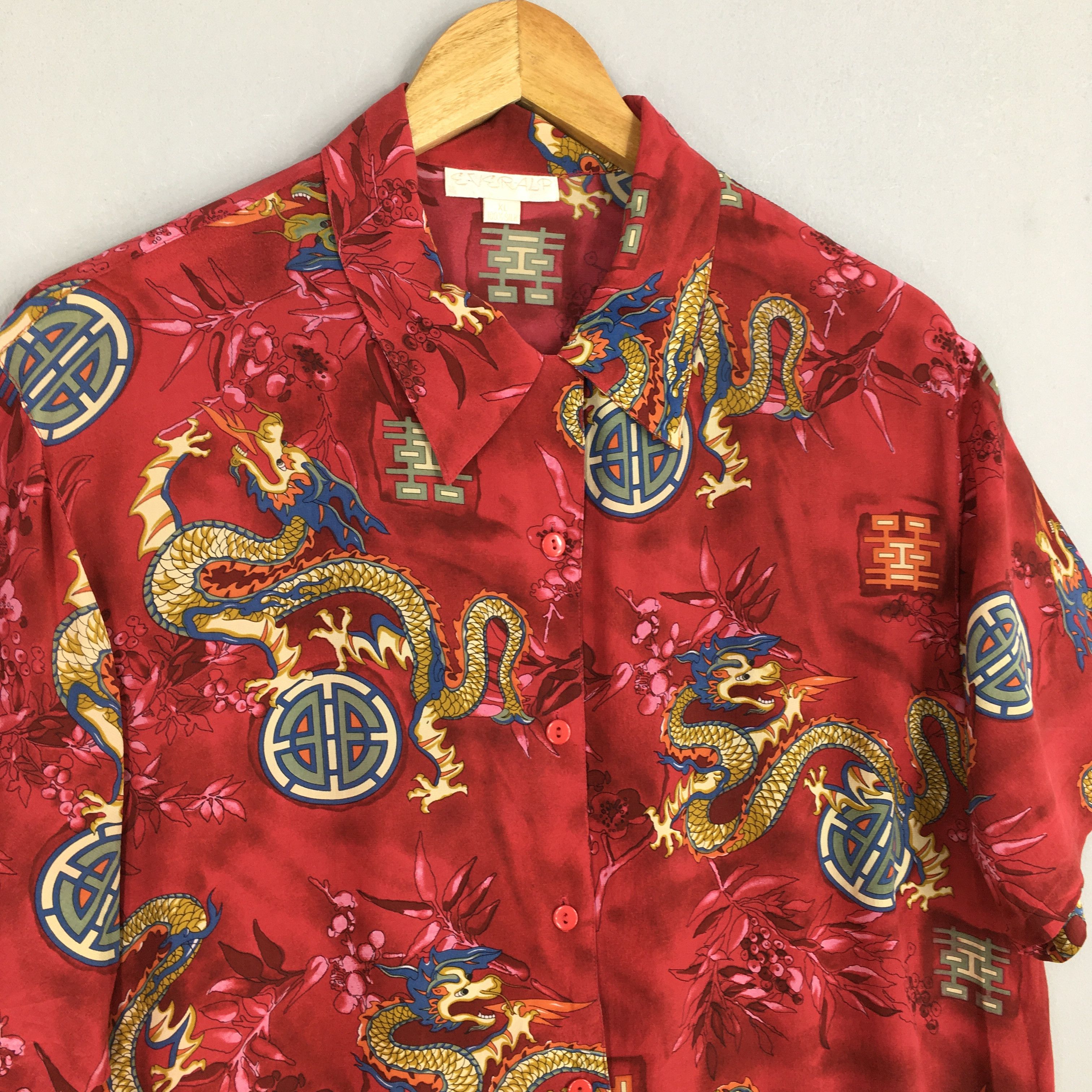 Other 1980s Hawaiian Japanese Culture Dragon Silk Shirt XLarge Size US XL / EU 56 / 4 - 3 Thumbnail