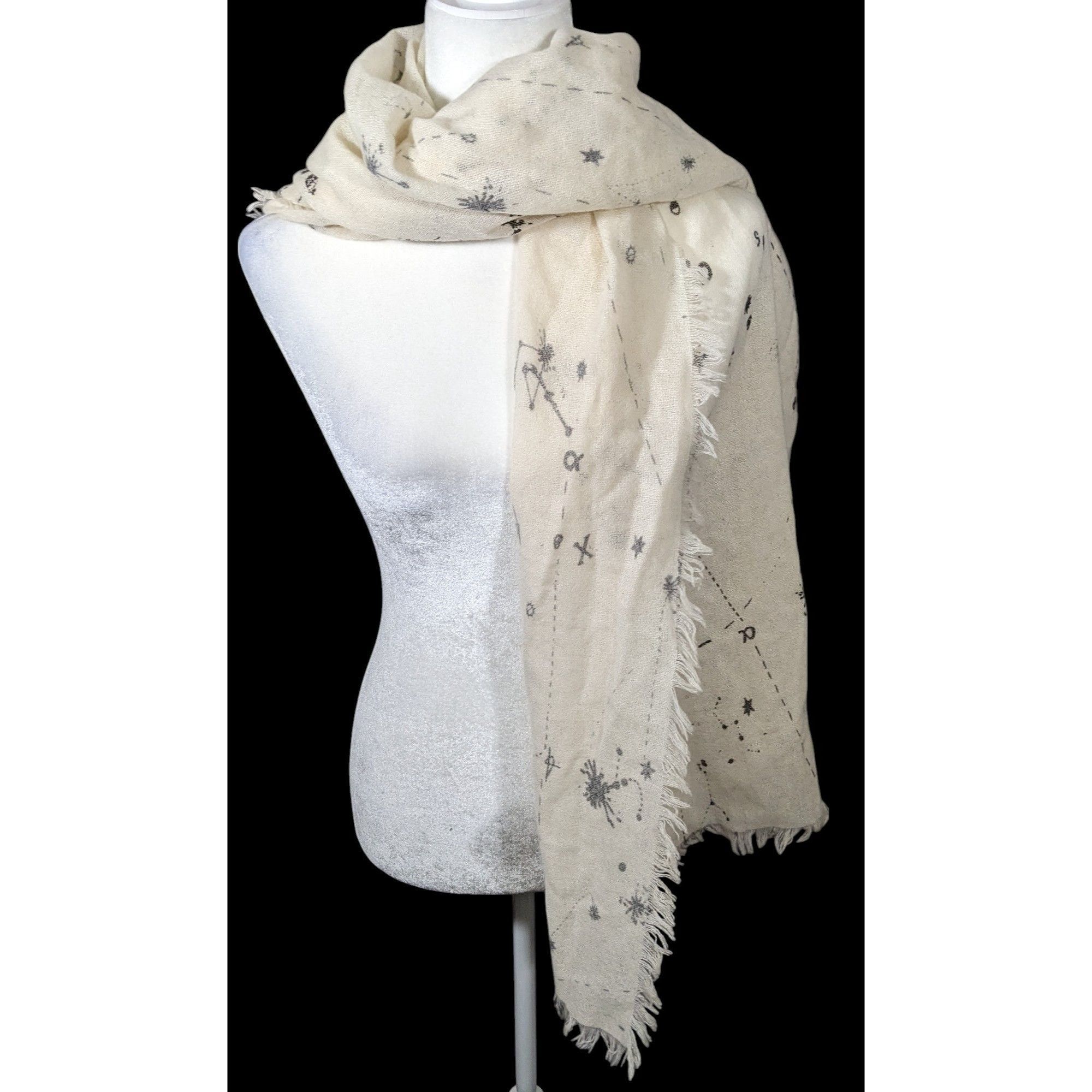 Other Celestial Star Constellation Print White Scarf Size ONE SIZE - 2 Thumbnail