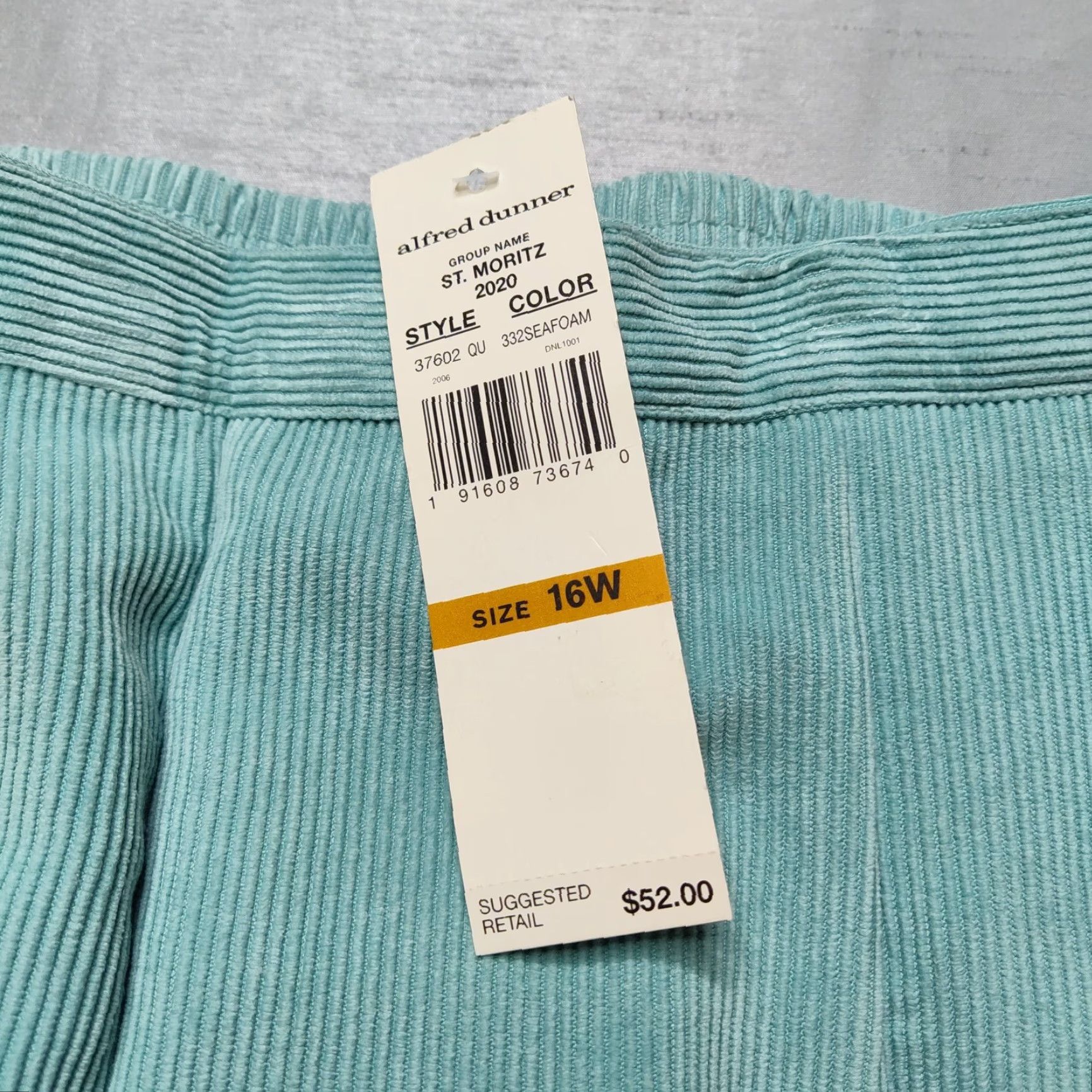 Vintage Alfred Dunner St Moritz Women Plus 16W Seafoam Corduroy Pants NEW Pull On Size 38" / US 16 / IT 52 - 6 Thumbnail