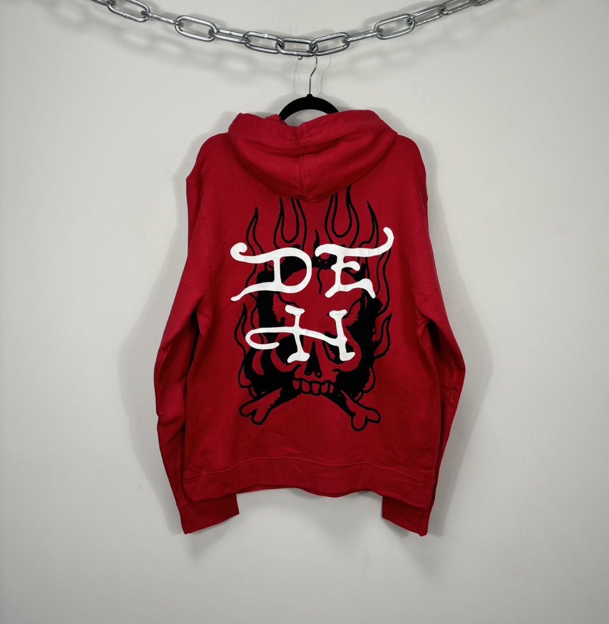 Christian Audigier Ed Hardy Skull In Fire Big Logo Y2K Hype NEW Red Hoodie Size US L / EU 52-54 / 3 - 2 Thumbnail