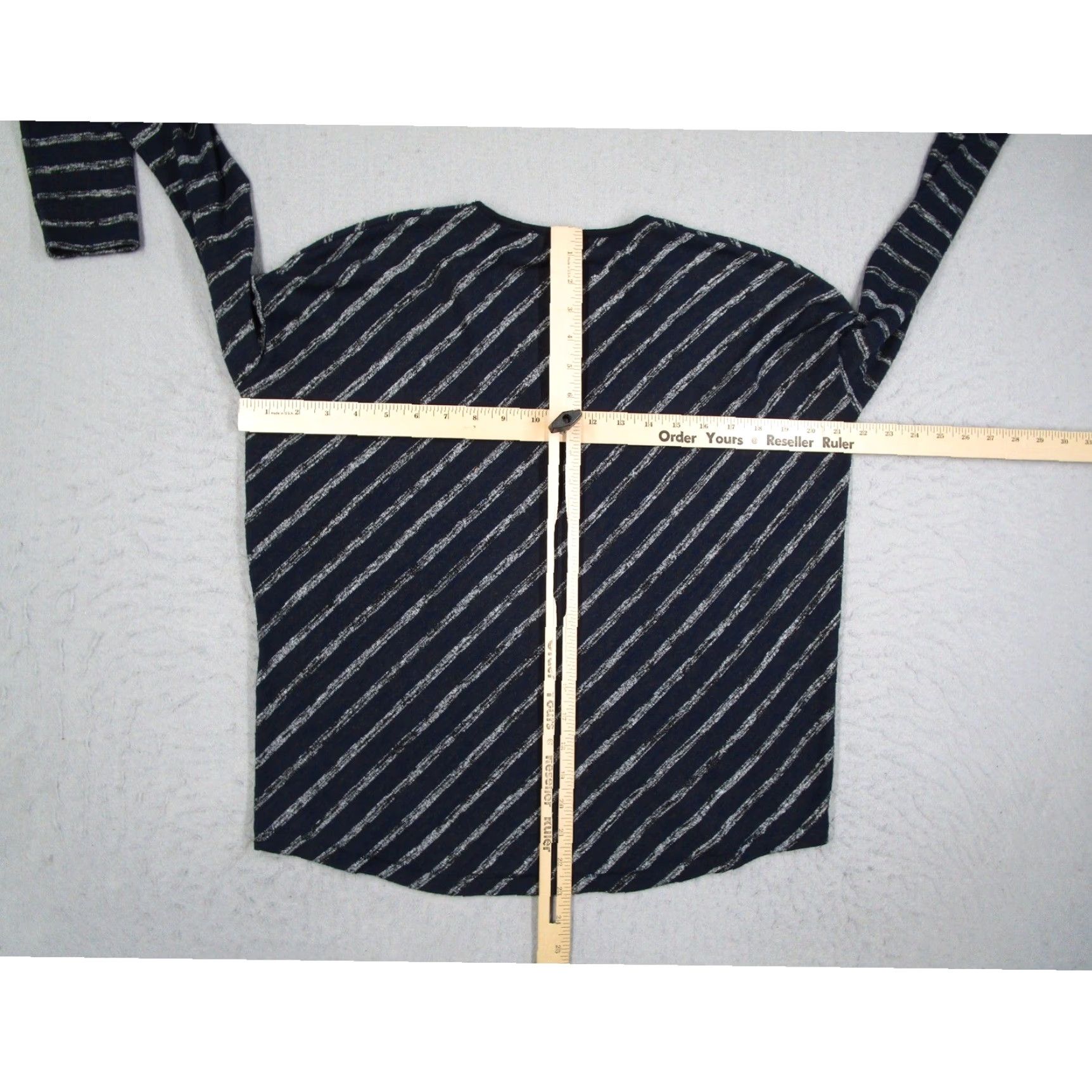 Rag & Bone rag & bone Womens Navy Blue White Striped V-Neck Long Sleeve Top S Pullover T-Shirt Womens Size S / US 4 / IT 40 - 4 Thumbnail