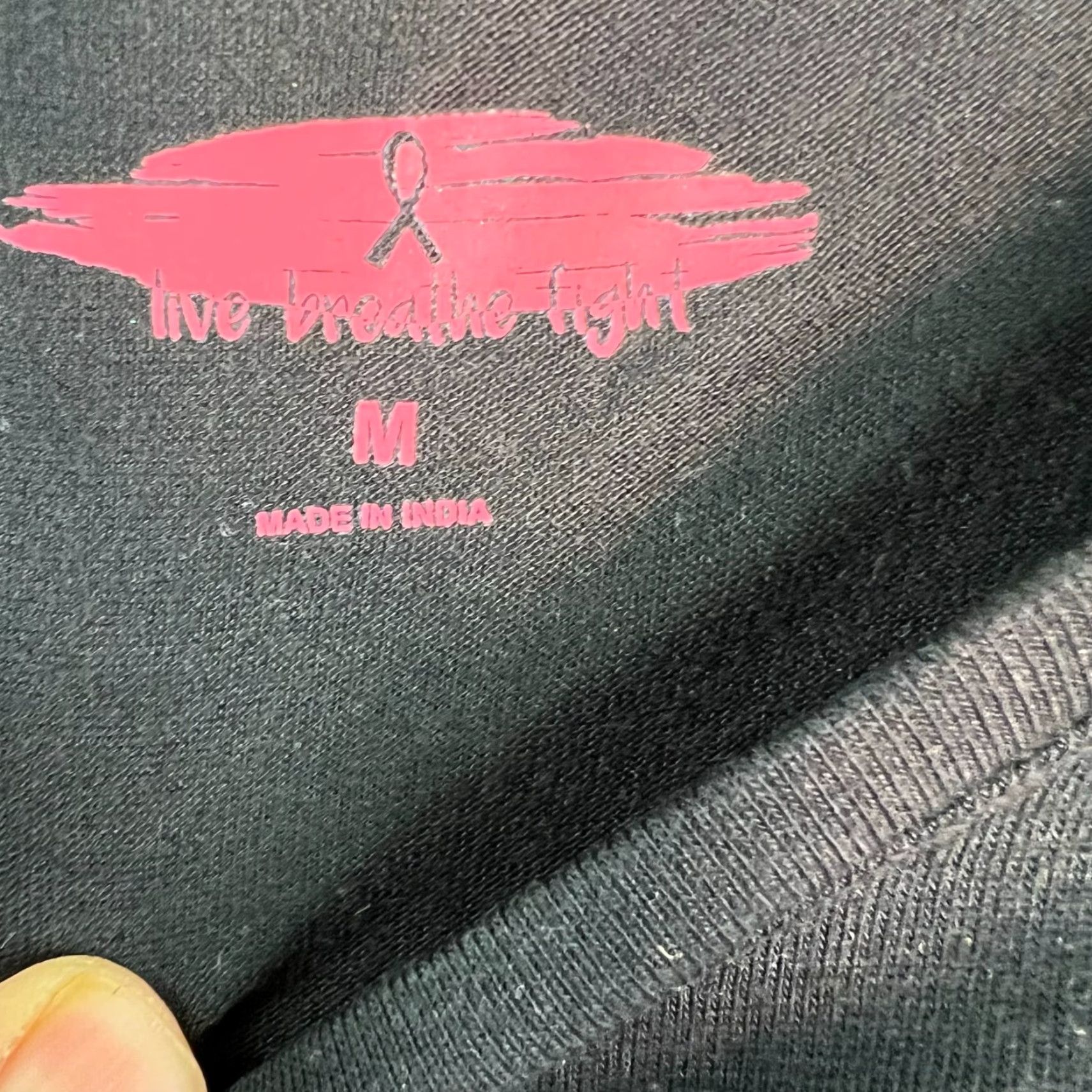 Olive VINTAGE Live Breathe Fight Floral T-Shirt Cancer Awareness Long Sleeve Crew Neck Women Medium Black Pink Strong Female Hero Size M / US 6-8 / IT 42-44 - 4 Thumbnail