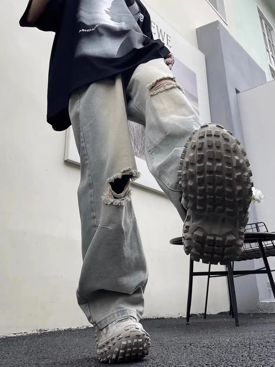 Japanese Brand Retro washed distressed jeans Size US 32 / EU 48 - 5 Thumbnail
