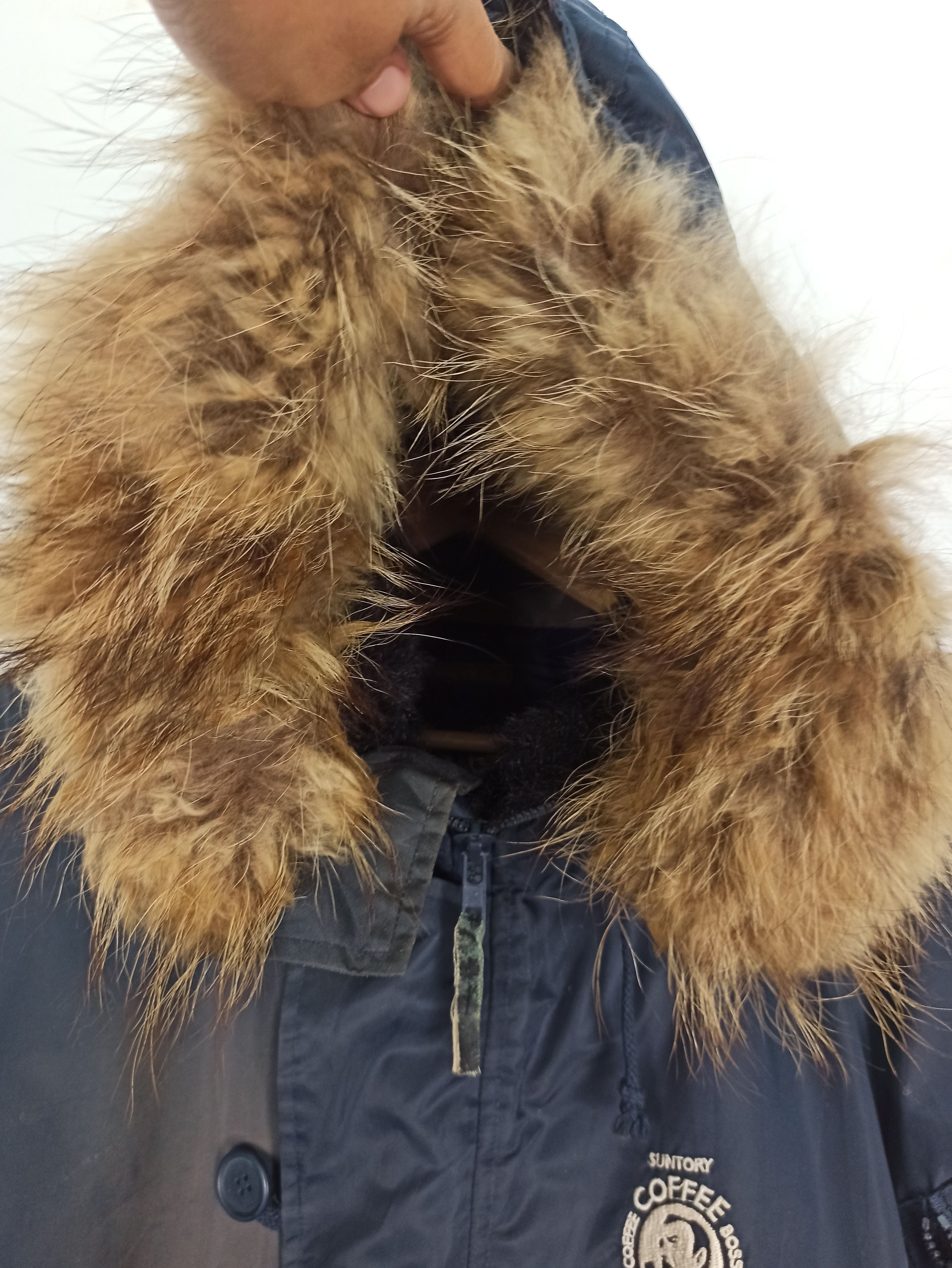 If Six Was Nine Vtg SUN FADED Suntory Boss Coffee Bombers Jacket Hoodie Fur Size US L / EU 52-54 / 3 - 5 Thumbnail