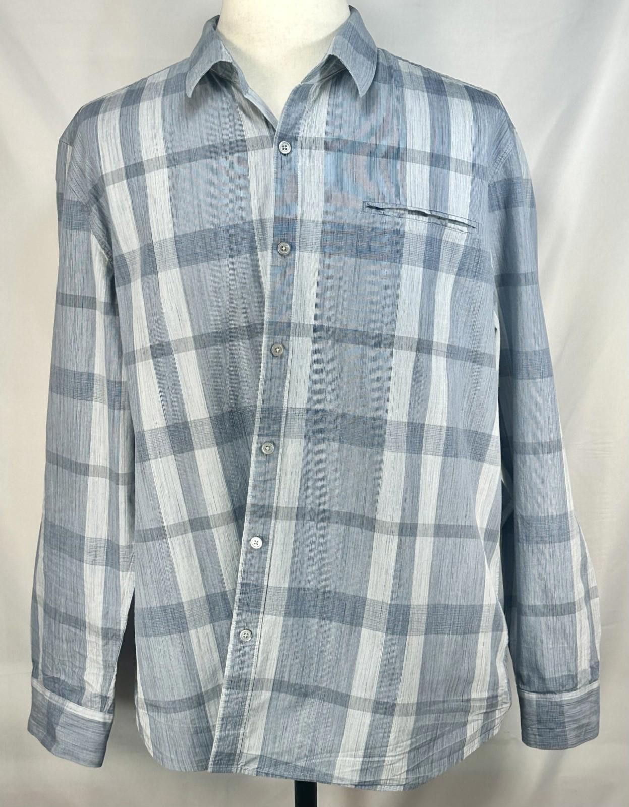 DKNY DKNY 100% Cotton Button Up Shirt Blue/Gray Mens 2XL Size US XXL / EU 58 / 5 - 1 Thumbnail