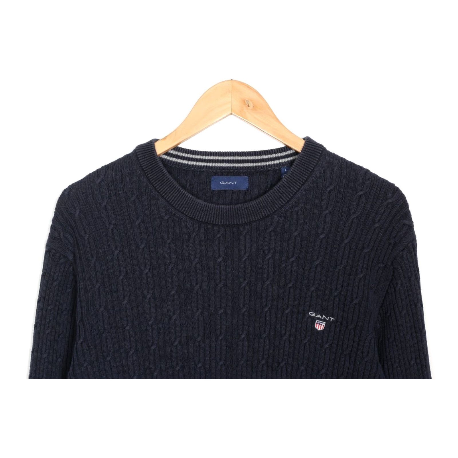 Gant GANT Cable Knit Cotton Crew Neck Jumper Sweater Men L Blue VR3878 Size US L / EU 52-54 / 3 - 2 Thumbnail