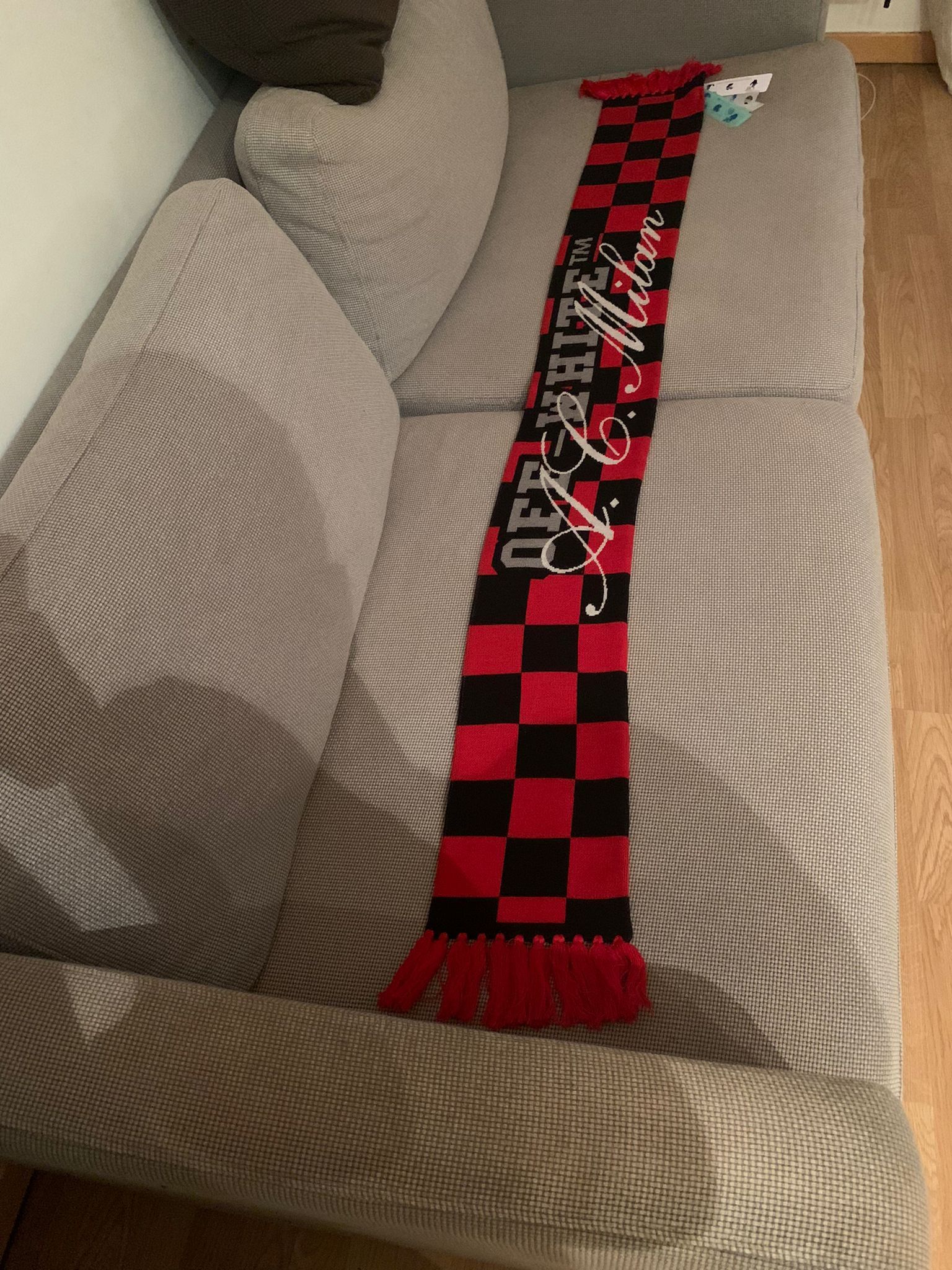 image of Off White X Ac Milan Scarf - Limited Edition in Black/Red, Men's