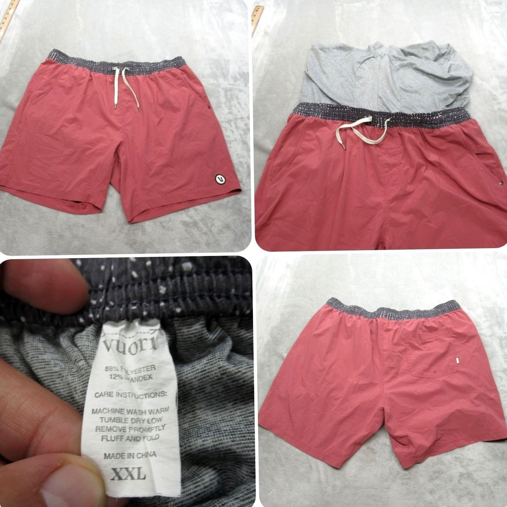 Vuori Vuori Mens XXL Board Trunks Swim Shorts Raspberry Lined Drawstring Waist Pockets Size US 39 - 2 Thumbnail