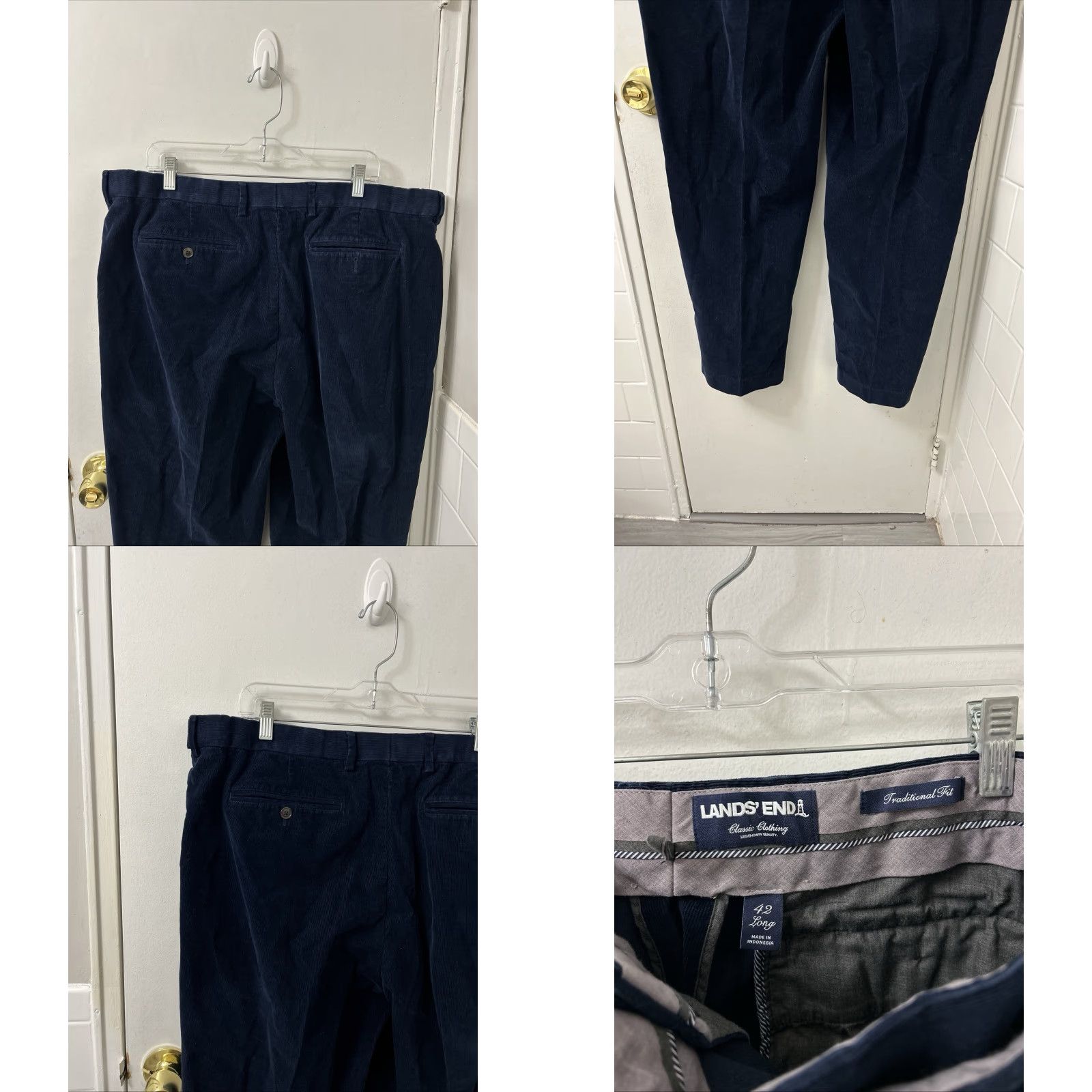 Lands' End Lands' End Pants Mens 42x30 Navy Blue Corduroy Stretch Flat Front Traditional Fit Straight Leg Dress Pants Mens Size 42x30 Blue Corduroy Pants Size US 42 / EU 58 - 8 Thumbnail