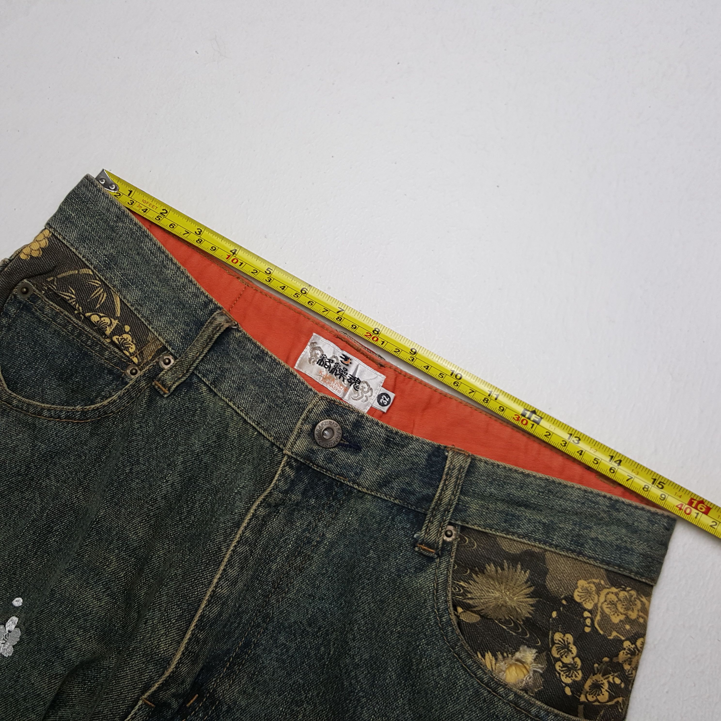 Japanese Brand × Vintage Vintage Karakuri Sukajan Traditional Denim Jeans Size US 31 - 7 Thumbnail