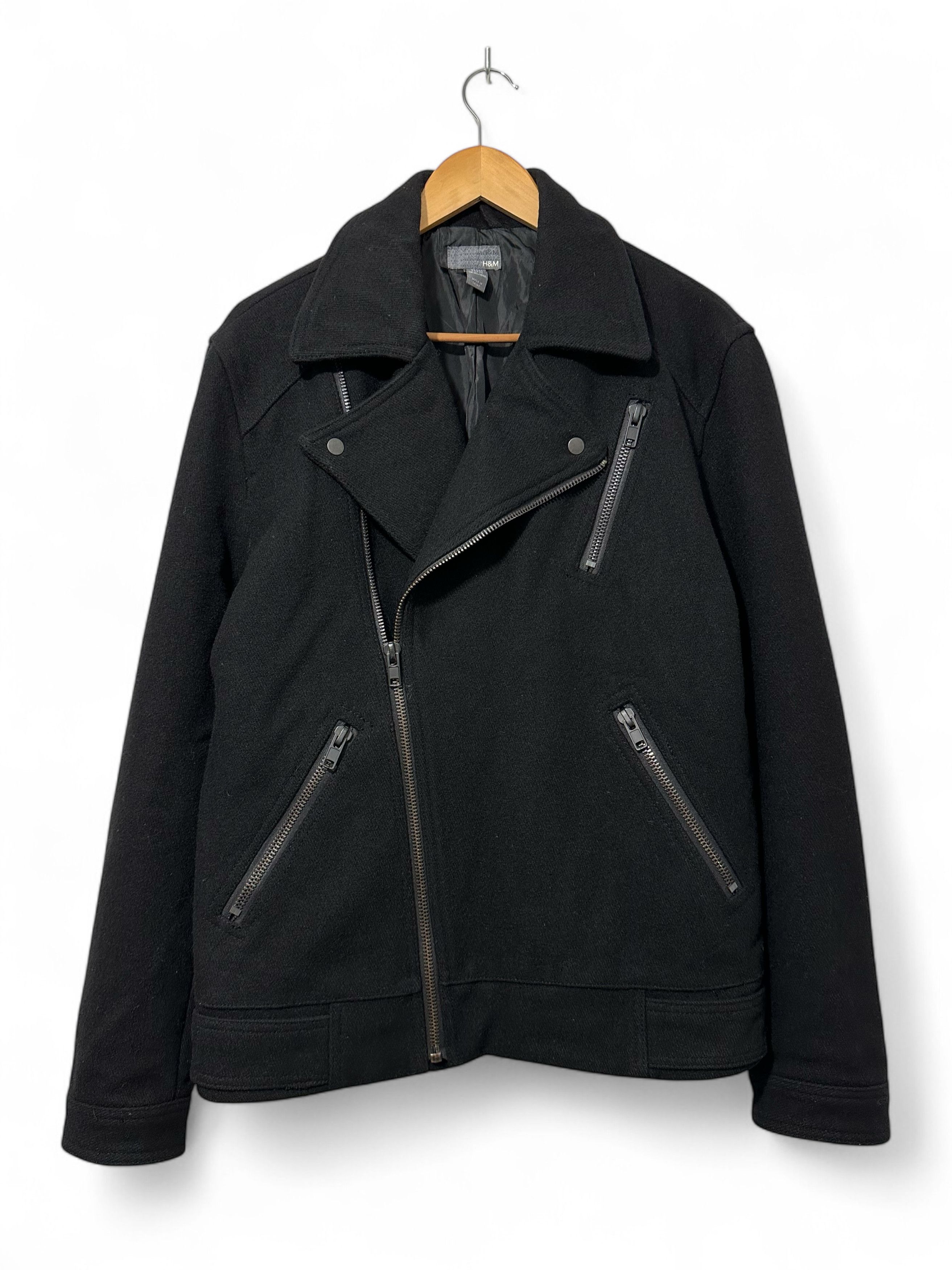 H&M Heavy Wool Black Biker Jacket