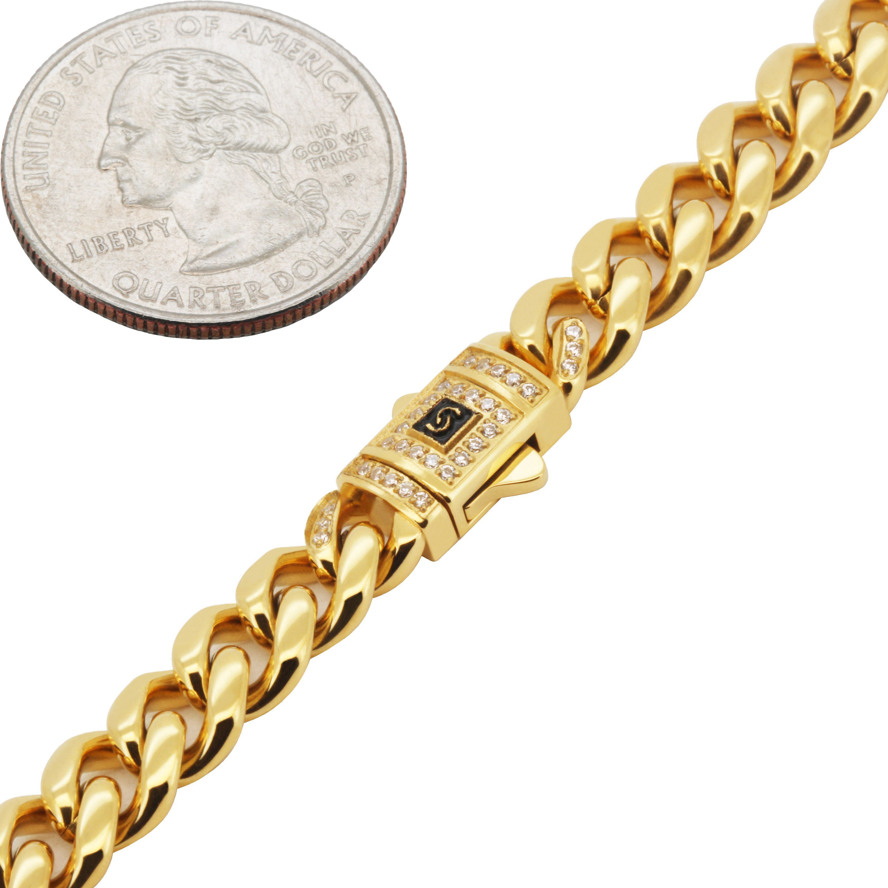 Other 316L SS 18k GP AAA CZ 8mm Miami Cuban Link Bracelet 7.5” Size ONE SIZE - 2 Thumbnail