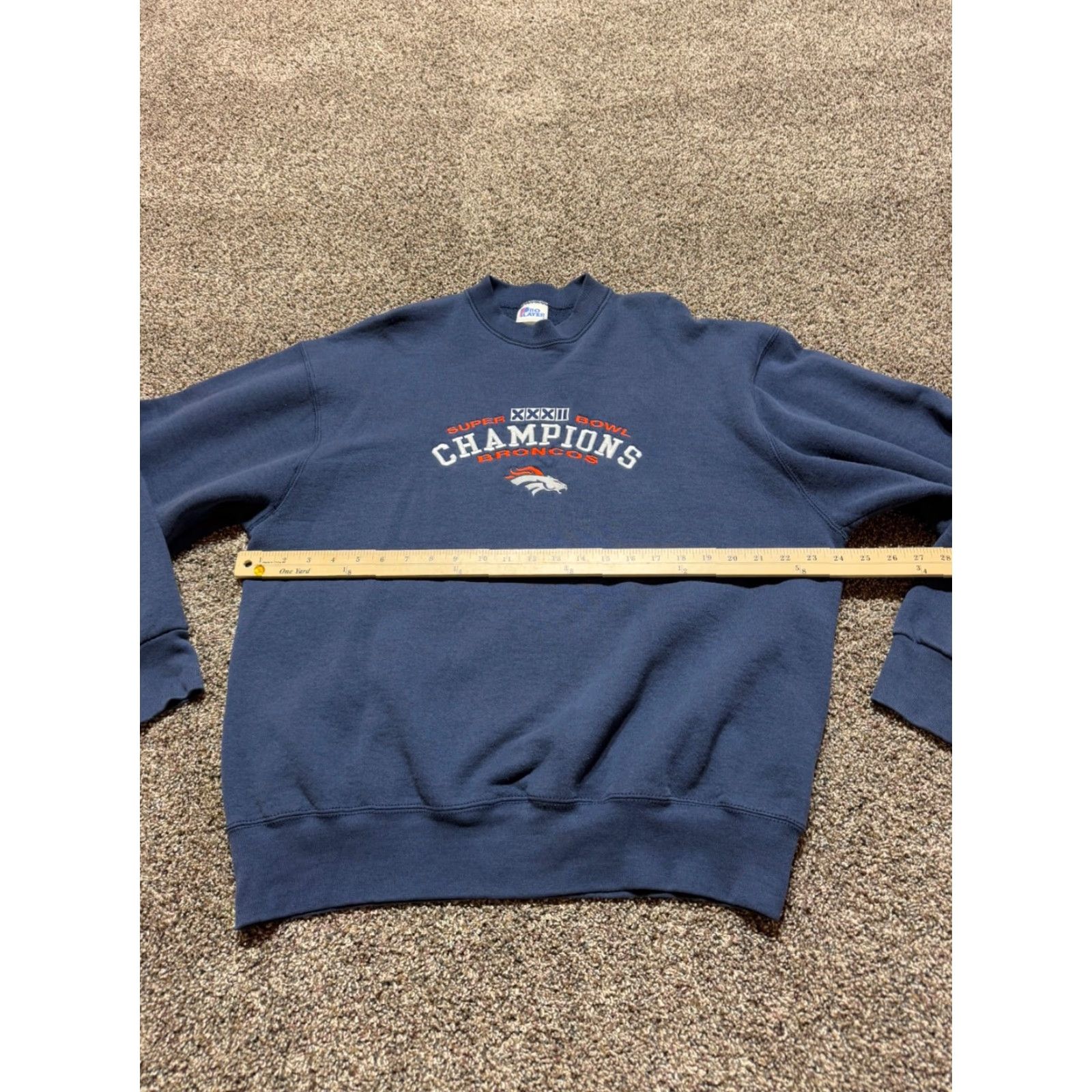 Pro Player VINTAGE Denver Broncos Pro Player Sweatshirt Mens XL Blue NFL Pullover Crew Neck Long Sleeve Size US XL / EU 56 / 4 - 3 Thumbnail
