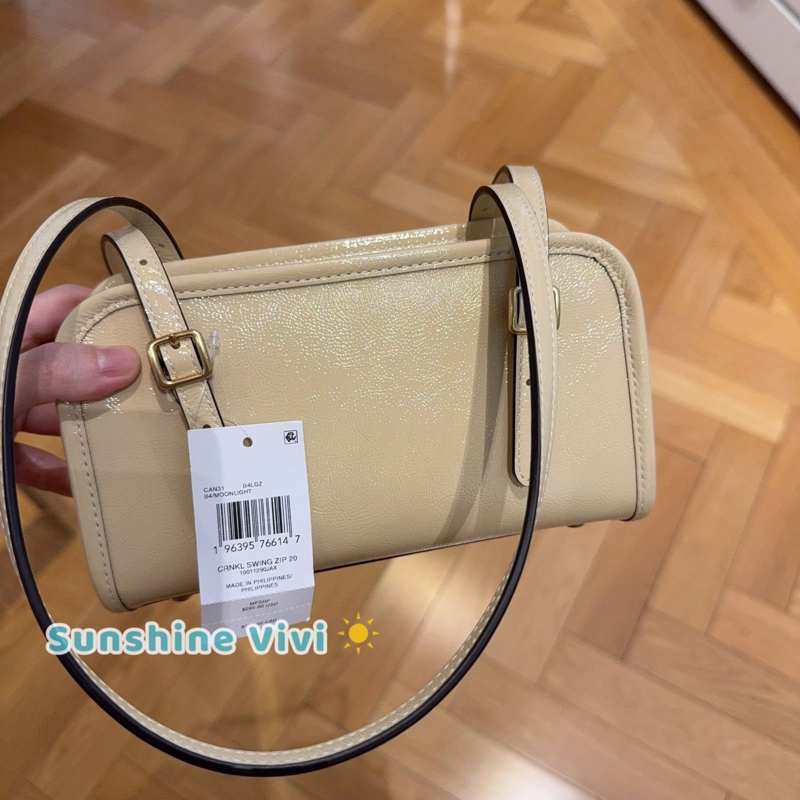 Coach NWT Coach Swing Zip Bag 20 Crinkle Leather Moonlight Can31 Size ONE SIZE - 2 Thumbnail