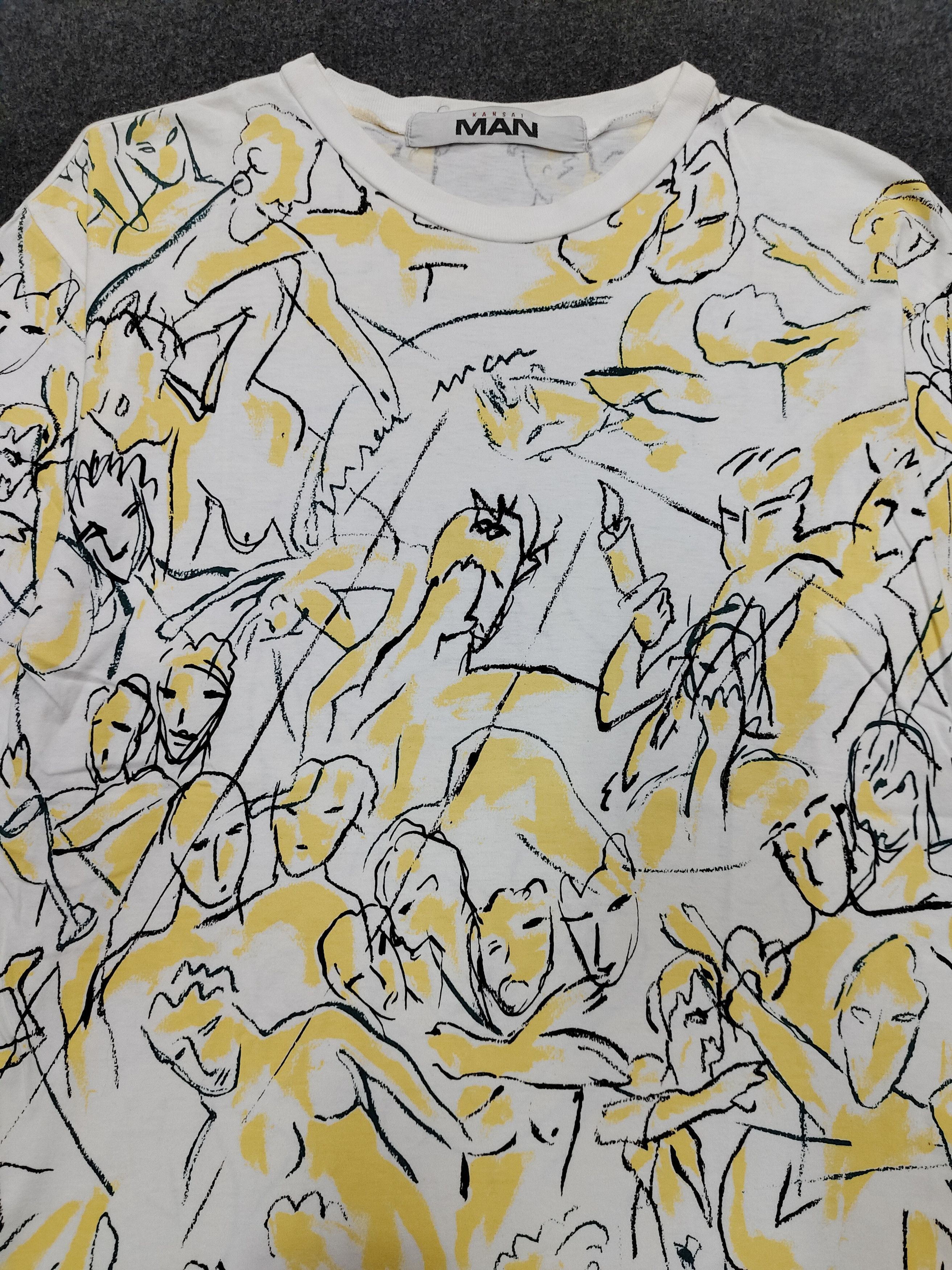 Kansai Yamamoto 90s Kansai MAN- AOP Abstract Human Figure Sketch Graphic Tee Size US M / EU 48-50 / 2 - 2 Thumbnail