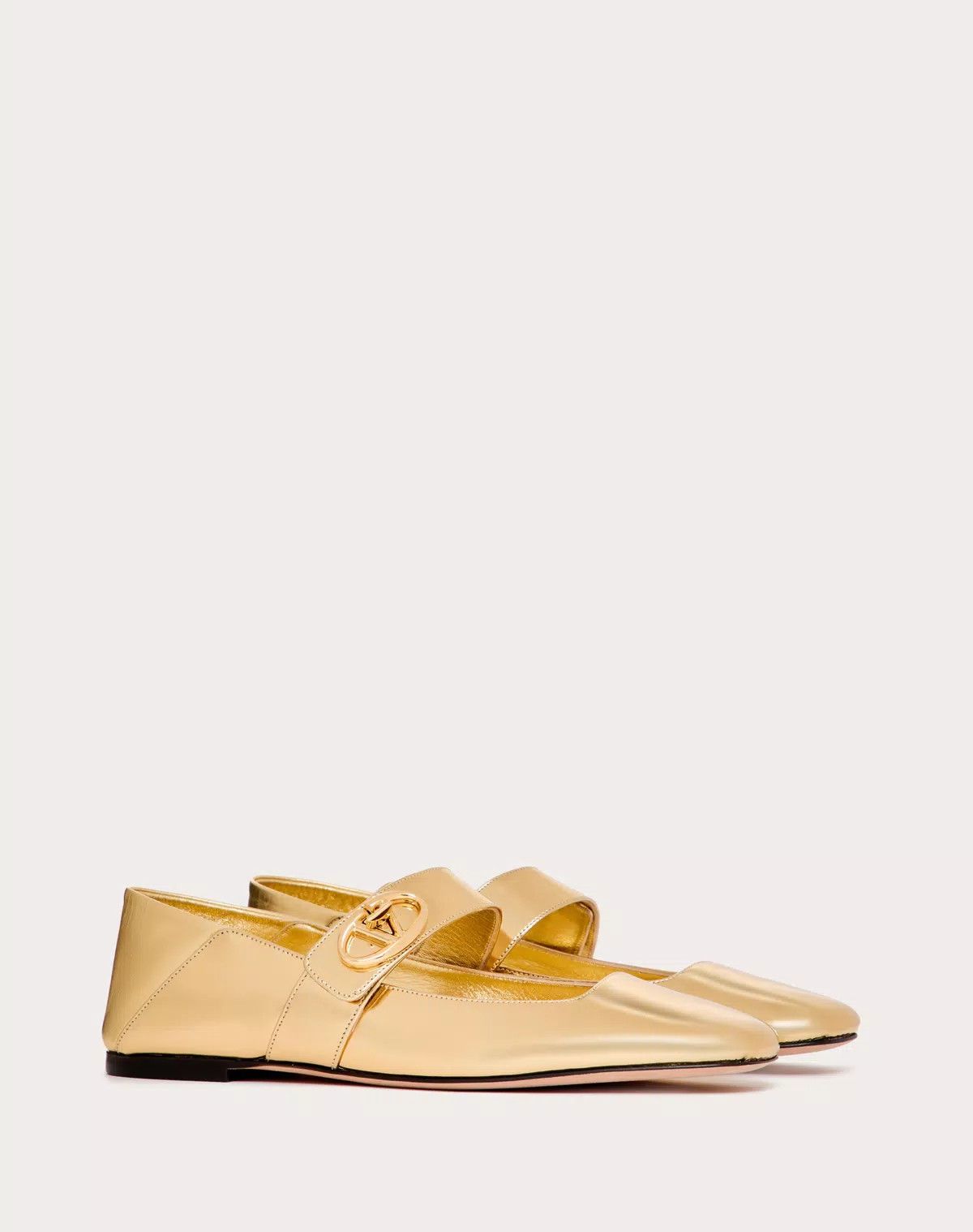 Valentino o1s1wg110625 Vlogo Locker Mary Jane Ballerina in Gold Ton Size US 6 / IT 36 - 2 Thumbnail