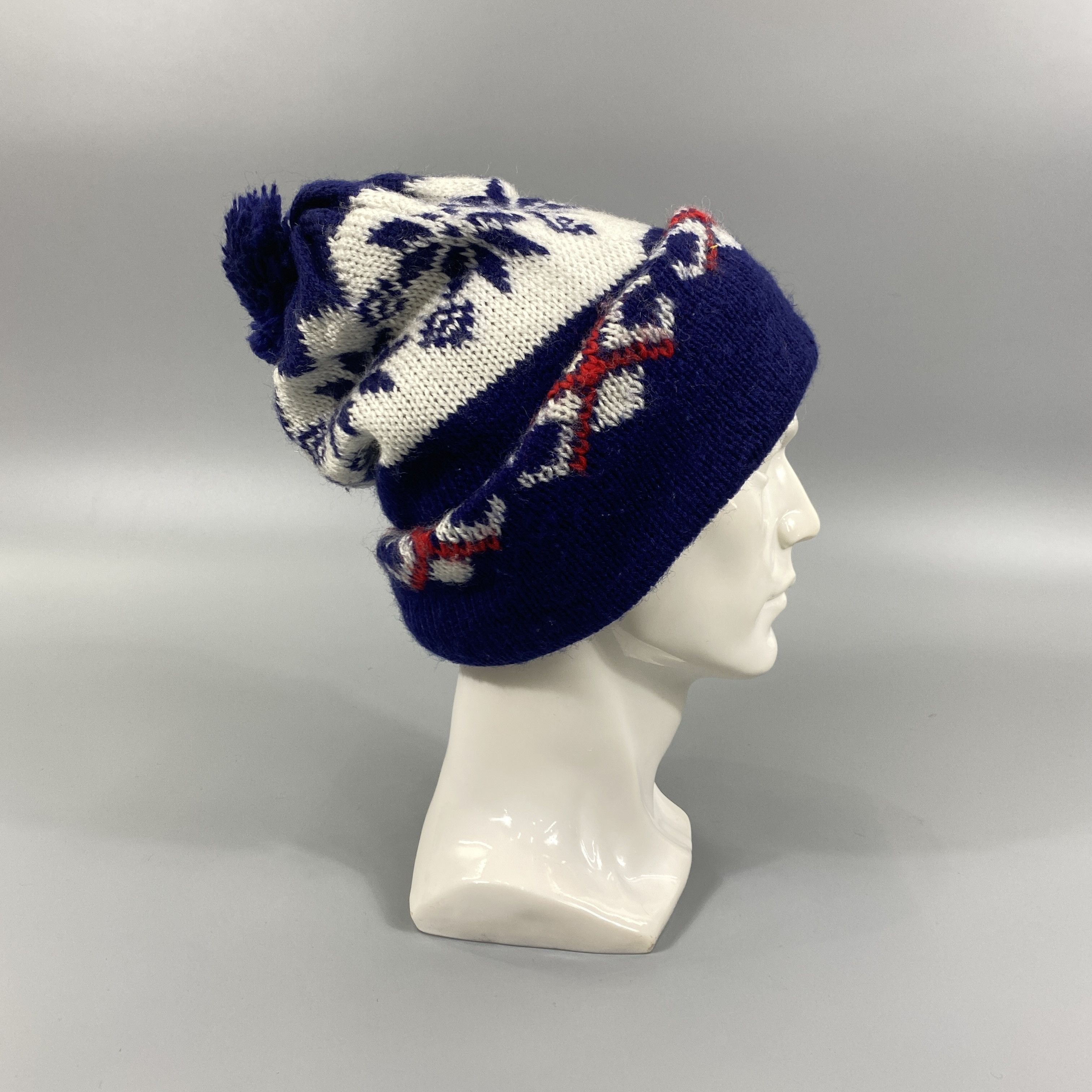 Japanese Brand Snowflake Pattern Beanie Pom Pom-BN769 Size ONE SIZE - 4 Thumbnail