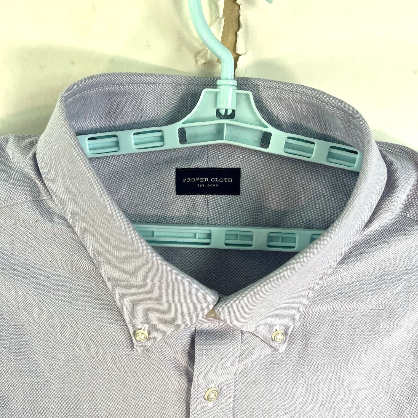CLOT Proper Cloth Solid Blue Button-Down Shirt Men's 4XL Cotton Long Sleeve Casual Size US XXL / EU 58 / 5 - 3 Thumbnail