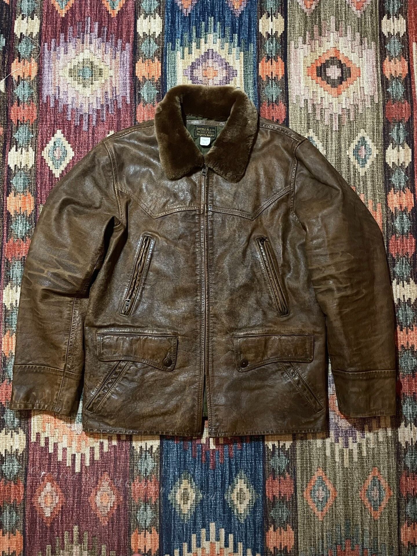 RRL Ralph Lauren RRL Distressed Leather Jacket w/Fur Collar Size US M / EU 48-50 / 2 - 1 Thumbnail