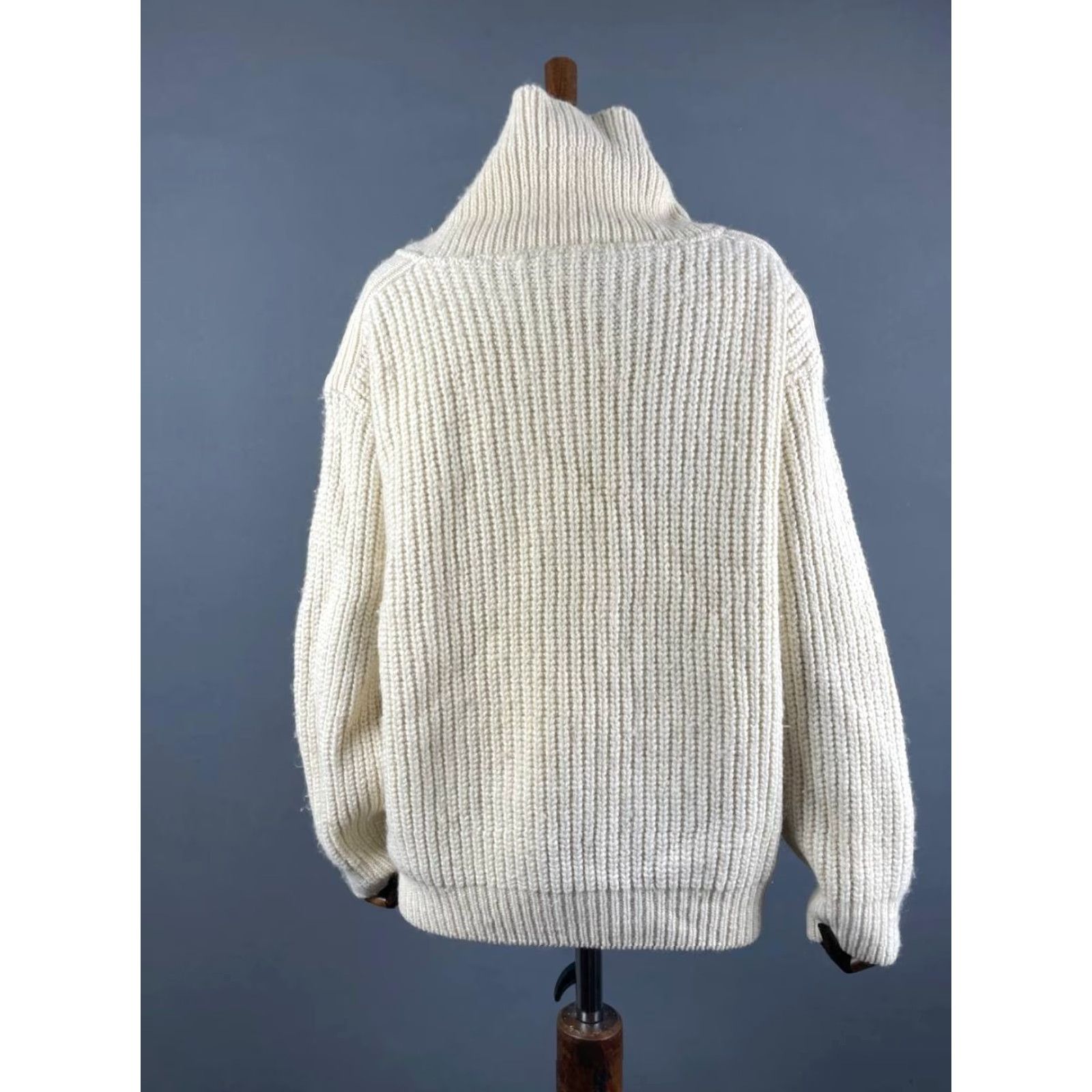 Lacoste Lacoste Womens Vintage? No — Lacoste Club Womens Chunky Knit Sweater Ivory Long Sleeve Mock Neck Pullover Size ONE SIZE - 2 Thumbnail