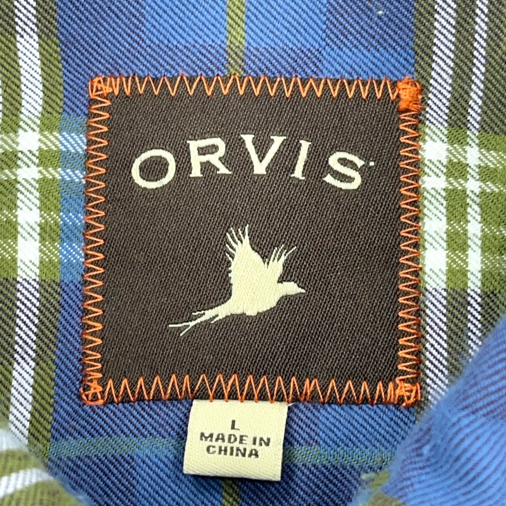 Orvis VINTAGE Orvis Flannel Shirt Men Large Blue Button Up Plaid Hiking Camp Outdoors Fishing Size US L / EU 52-54 / 3 - 6 Thumbnail