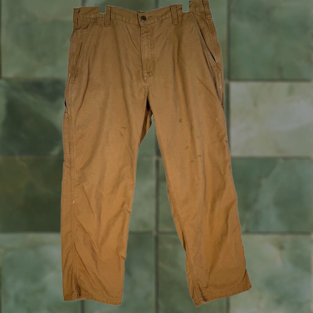 Carhartt Carhartt Carpenter Pants Mens 34 x 30 Brown Canvas Dungaree Fit Workwear Size US 34 / EU 50 - 1 Thumbnail