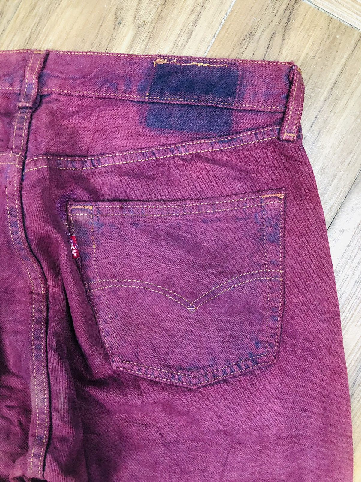 Levi's VINTAGE Levi's 501 USA Purple/Maroon Denim Button Fly (38) Size US 33 - 14 Thumbnail