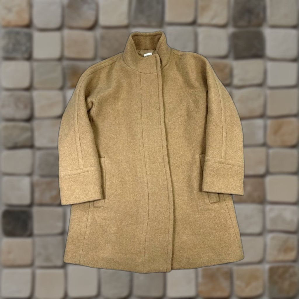 J.Crew J.CREW Coat 8 Petite Brown Wool Blend Overcoat Tweed Solid Womens Size M / US 6-8 / IT 42-44 - 1 Thumbnail