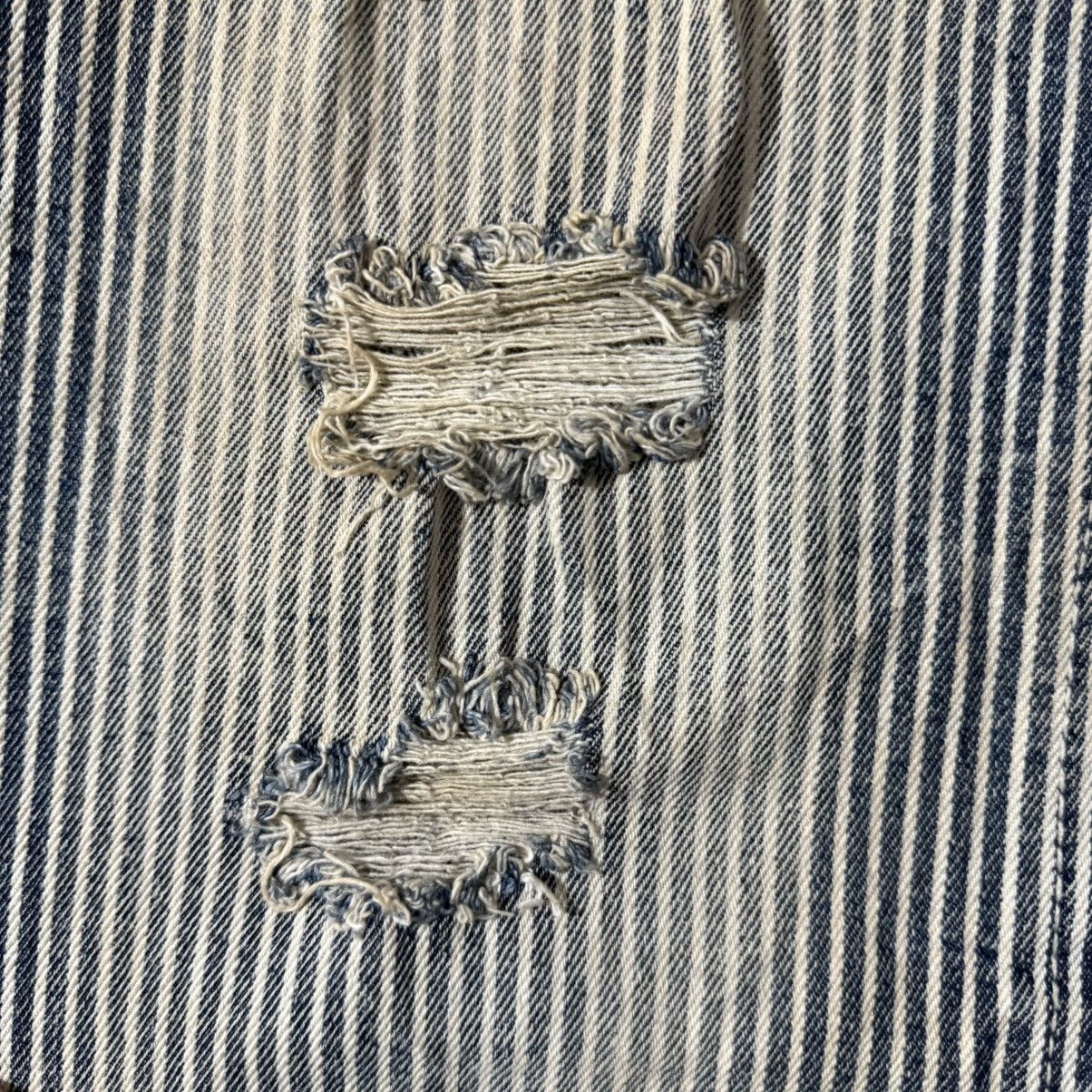 Japanese Brand × Vintage Japanese Vintage Striped Distressed Denim Jumpsuit (M) Size US 30 / EU 46 - 6 Thumbnail