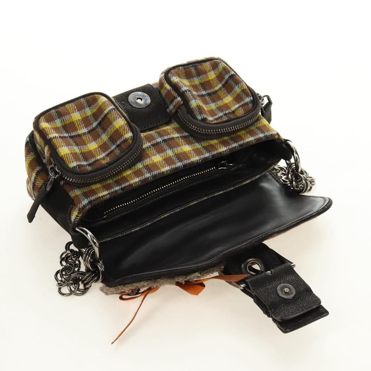 Prada Prada Canvas Chain Shoulder Bag Brown Size ONE SIZE - 4 Thumbnail