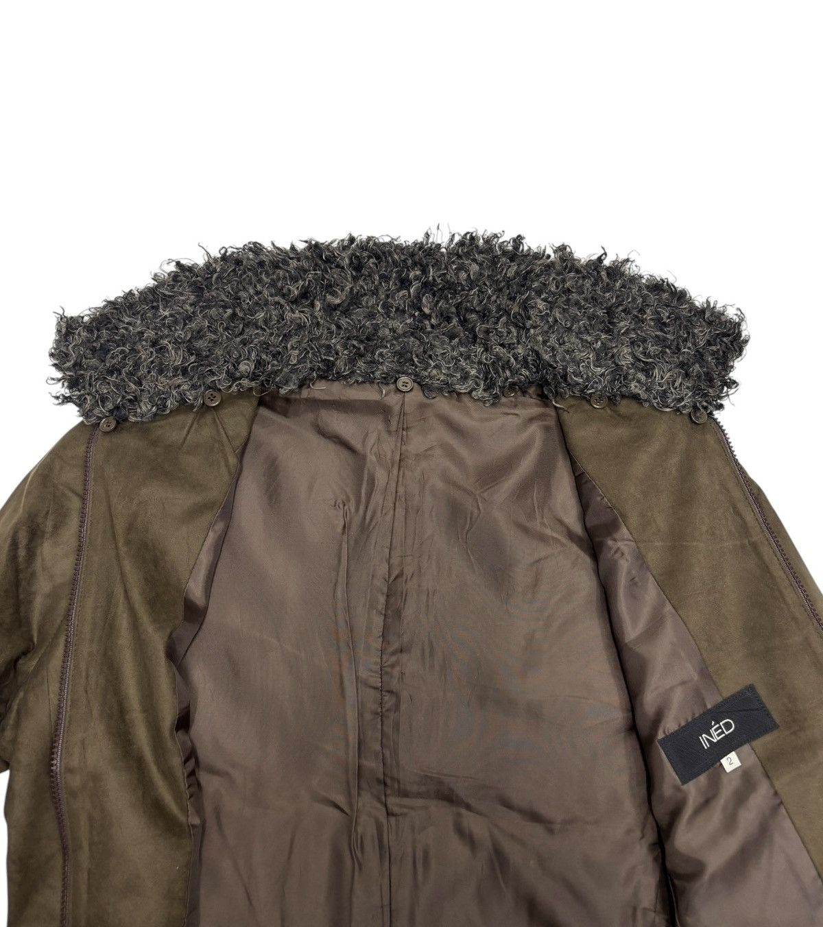 Yohji Yamamoto 🔥INED BY YOHJI YAMAMOTO BROWN FUR COLLAR SUEDE JACKET Size US XS / EU 42 / 0 - 13 Thumbnail