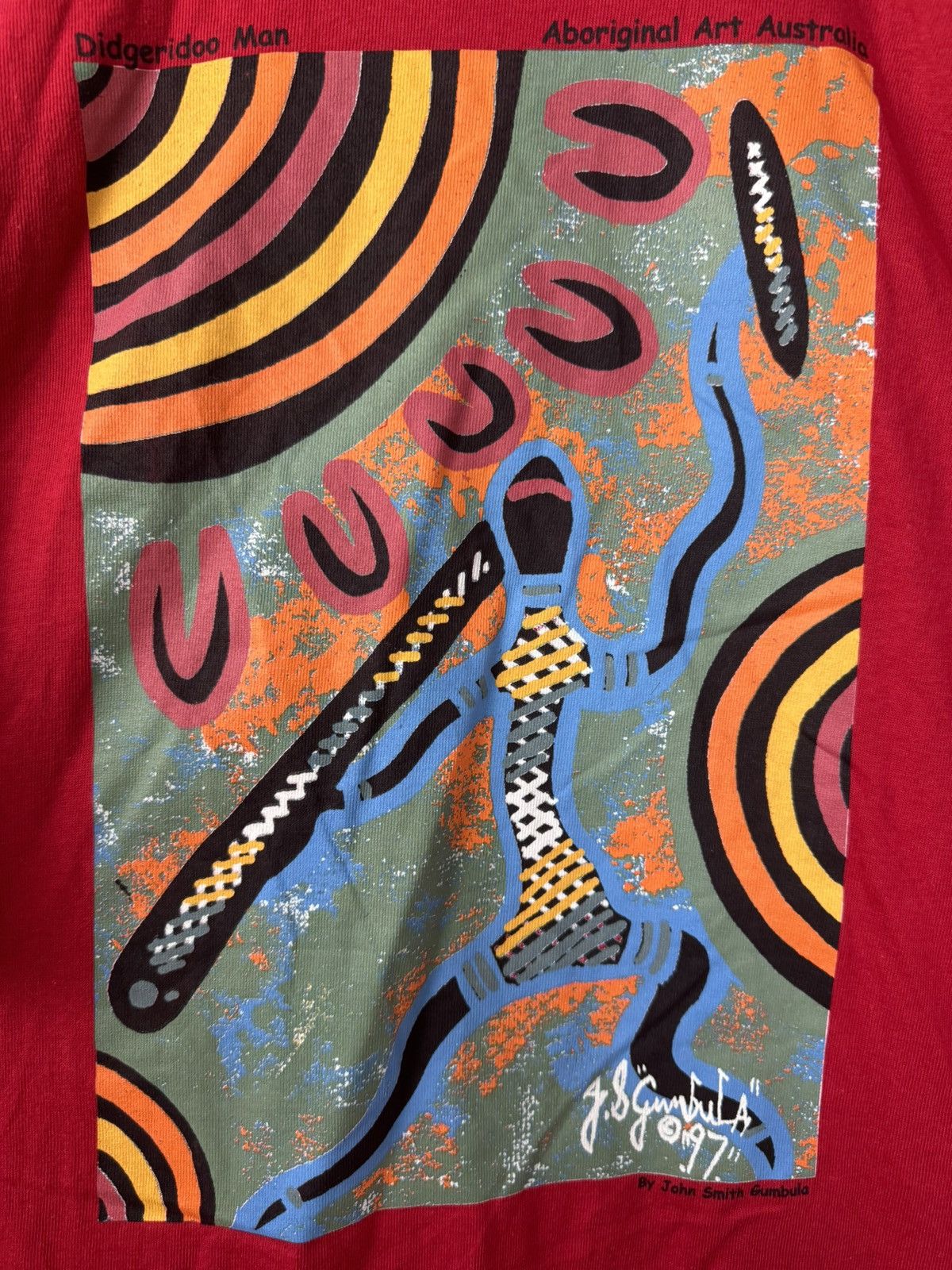 Vintage Vintage 90s Art Tee By John Smith Gumbula Print Red Rare Size US XXL / EU 58 / 5 - 2 Thumbnail