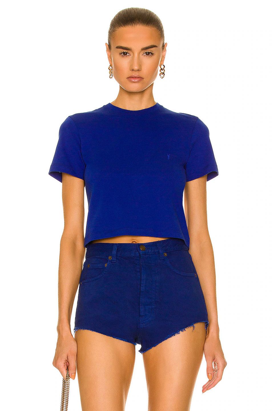 Saint Laurent Paris o1bcso1str1124 Cassandre Cropped in Blue Size L / US 10 / IT 46 - 1 Thumbnail