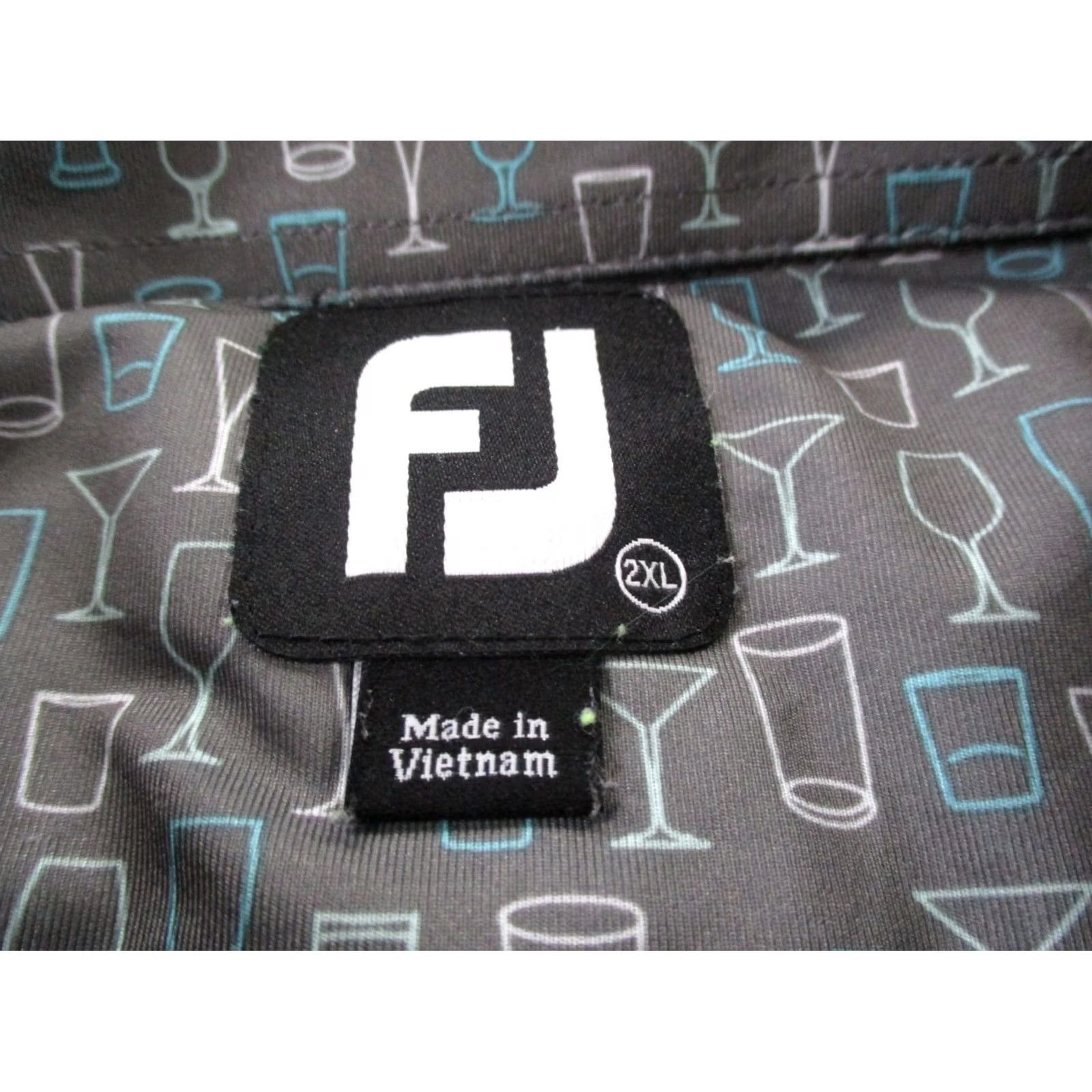Footjoy FootJoy Polo Shirt Men 2XL Gray All Over Drink Print Golf Performance Stretch Polo Shirt Size US XXL / EU 58 / 5 - 6 Thumbnail