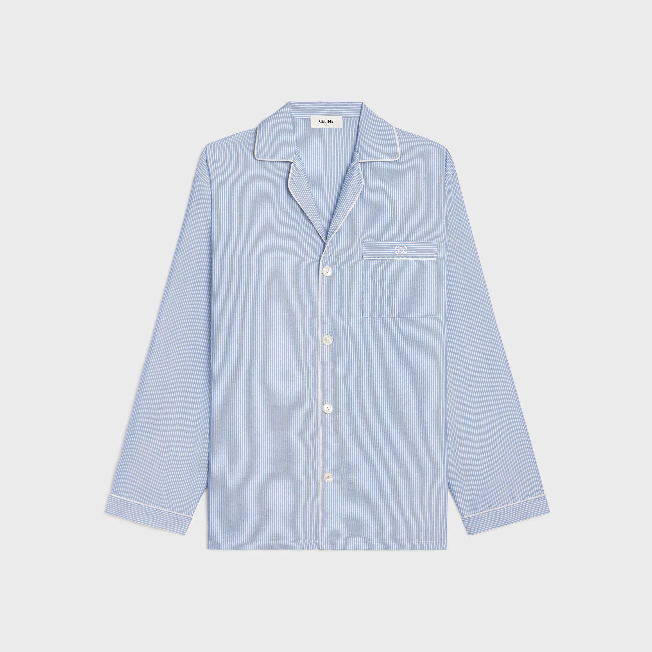 Celine PAJAMA SHIRT IN STRIPED SILK blue/chalk/marine Size M / US 6-8 / IT 42-44 - 1 Thumbnail