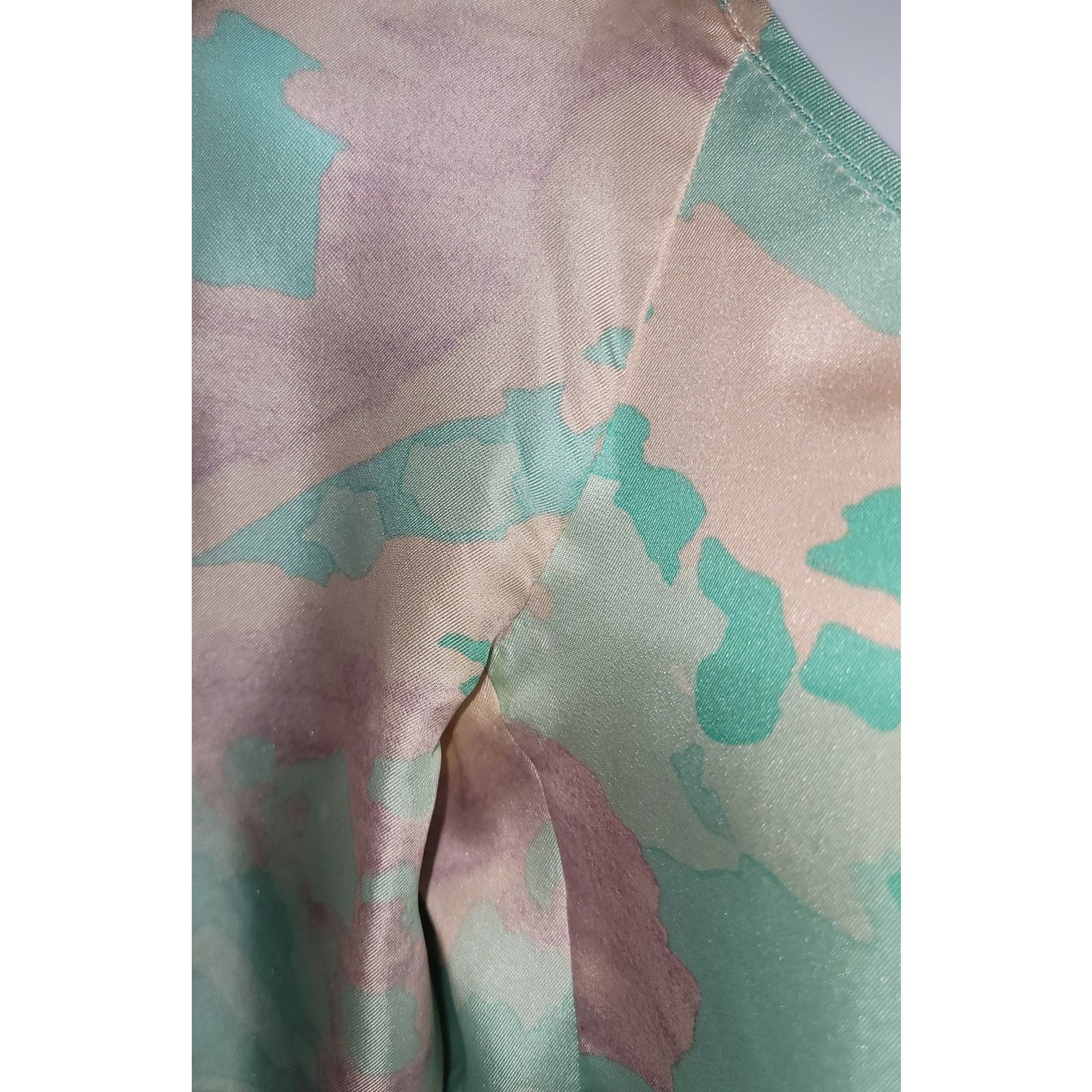 Other VTG Tara Jarmon Green Pink Retro Mini Dress 38 M 100% Silk Size M / US 6-8 / IT 42-44 - 5 Thumbnail